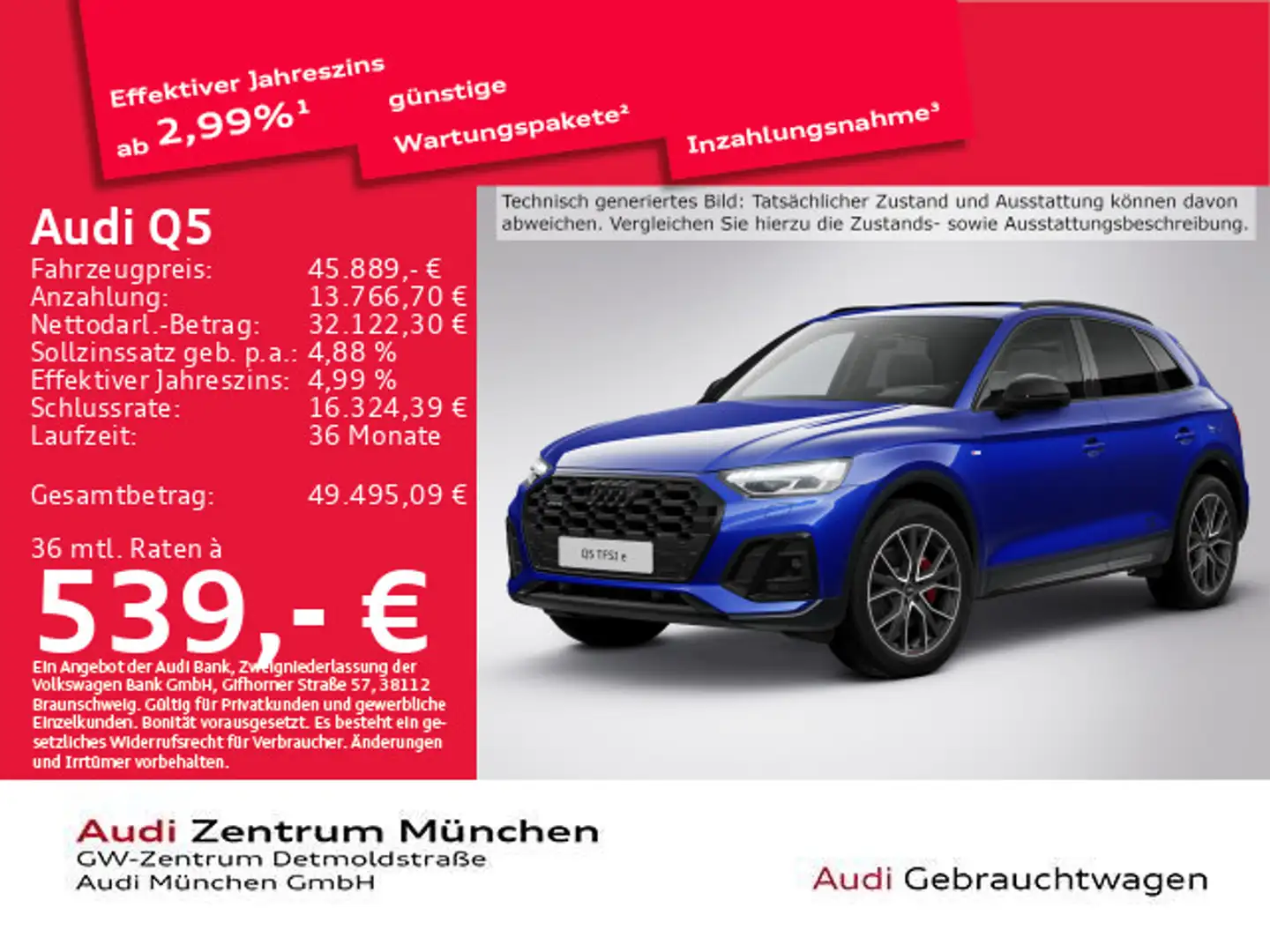 Audi Q5 50 TFSI e qu. S tronic S line Pano/Luftf./Vir Beige - 1