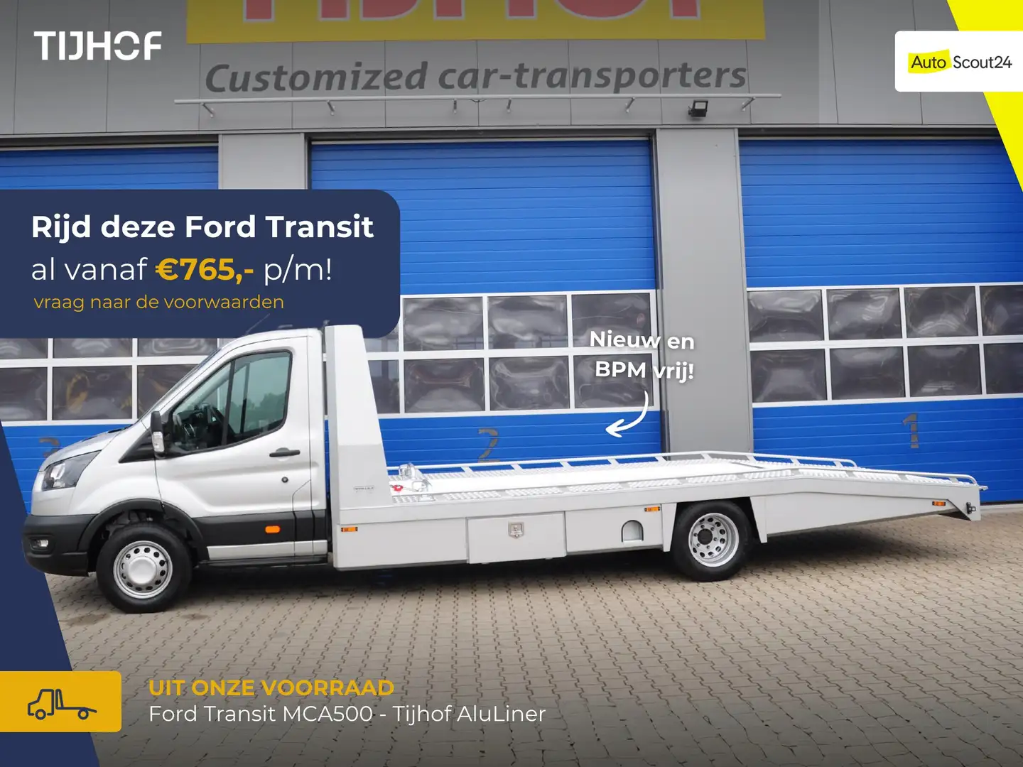 Ford Transit MCA500 - Tijhof Autotransporter (BPM-vrij!) Zilver - 1