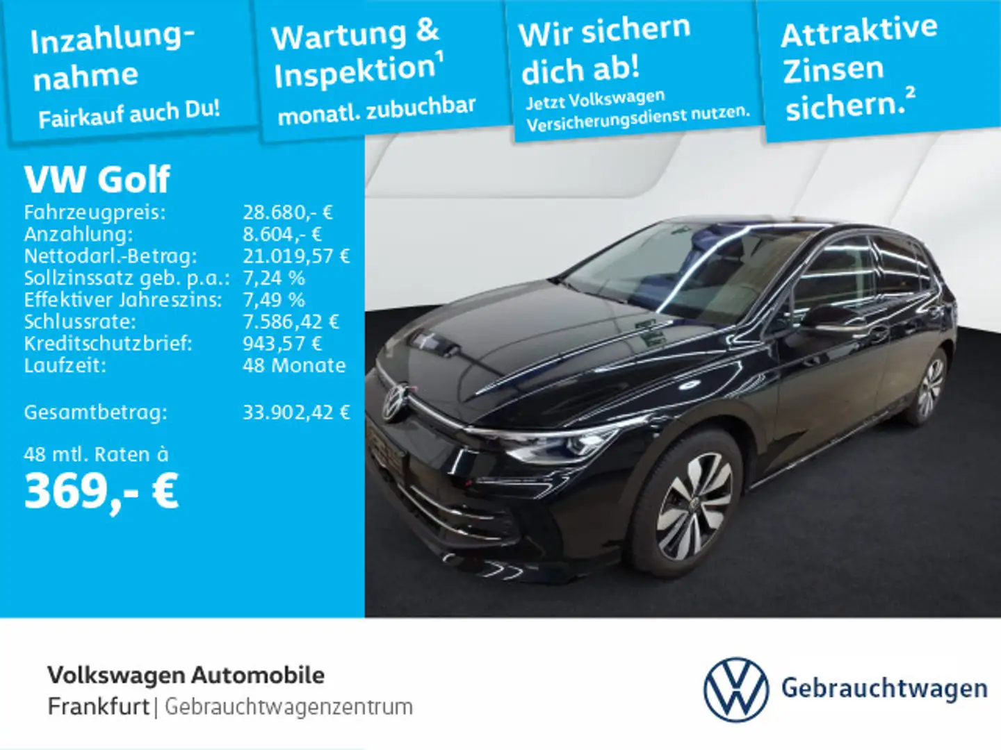 Volkswagen Golf VIII 2.0 TDI DSG Goal Navi DAB+ LEDPlus Lig Schwarz - 1