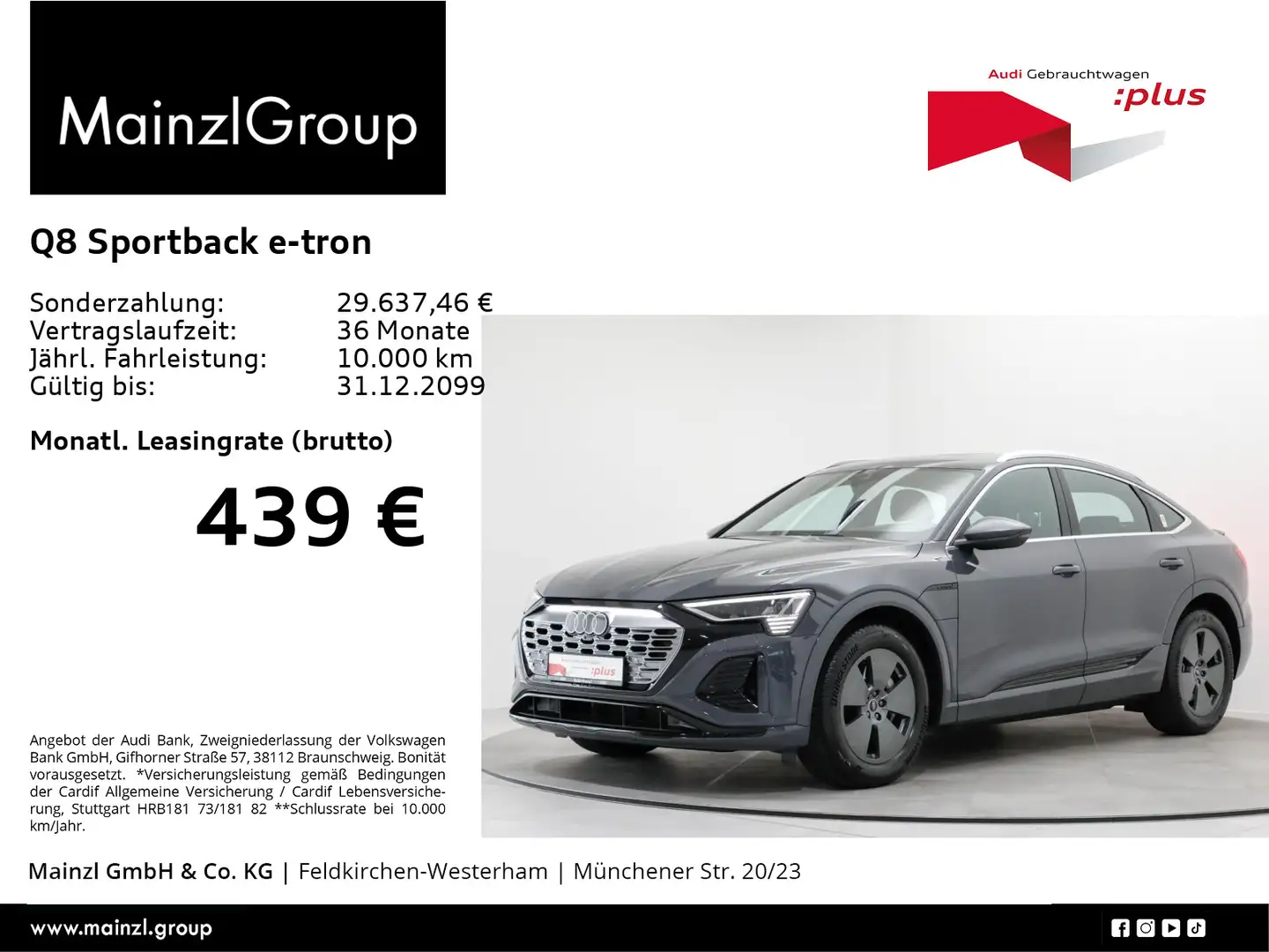 Audi Q8 e-tron Q8 e-tron Sportback 55 quattro S line AHK Matrix Grau - 1
