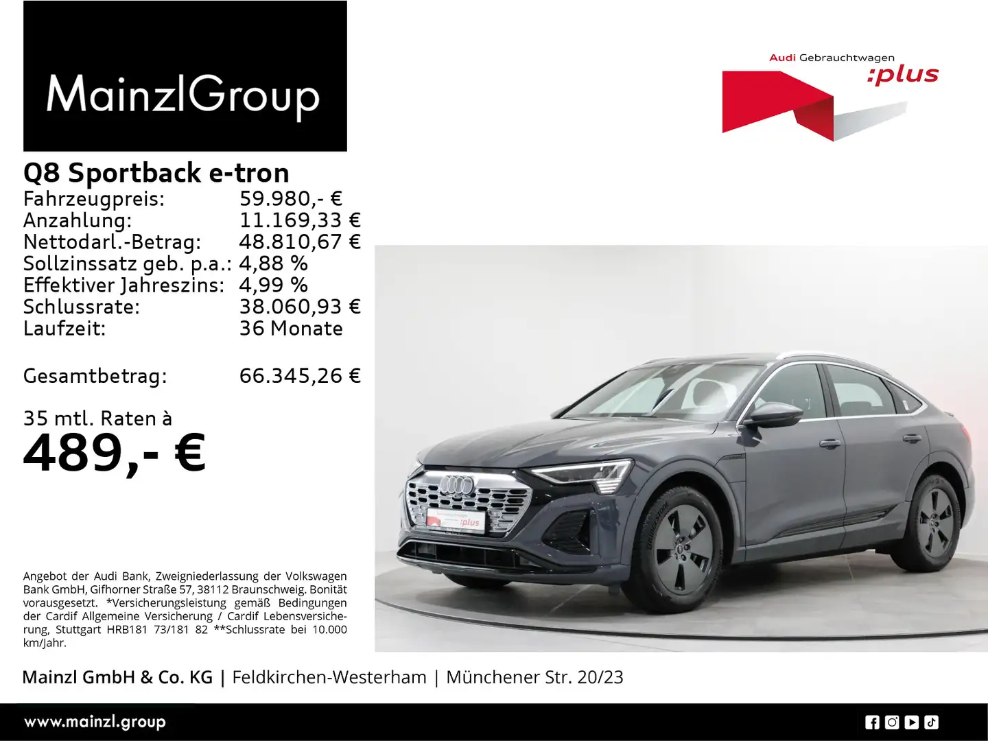 Audi Q8 e-tron Q8 e-tron Sportback 55 quattro S line AHK Matrix Grau - 1