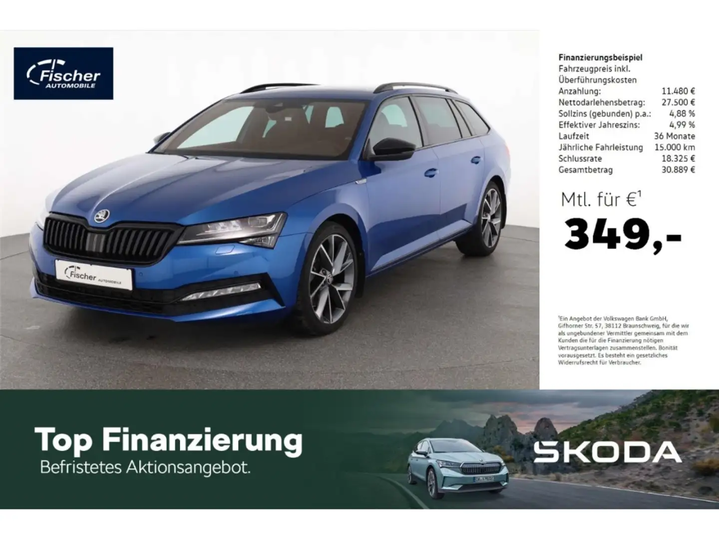Skoda Superb Combi 2.0 TSI Sportline Blau - 1