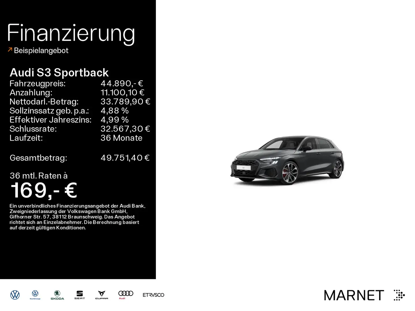 Audi S3 TFSI quattro*Navi*Matrix*Alu*HUD*B& Grau - 1