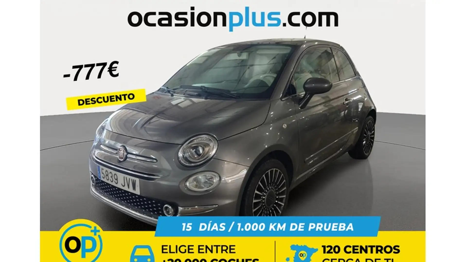 Fiat 500 1.2 Lounge Gris - 1