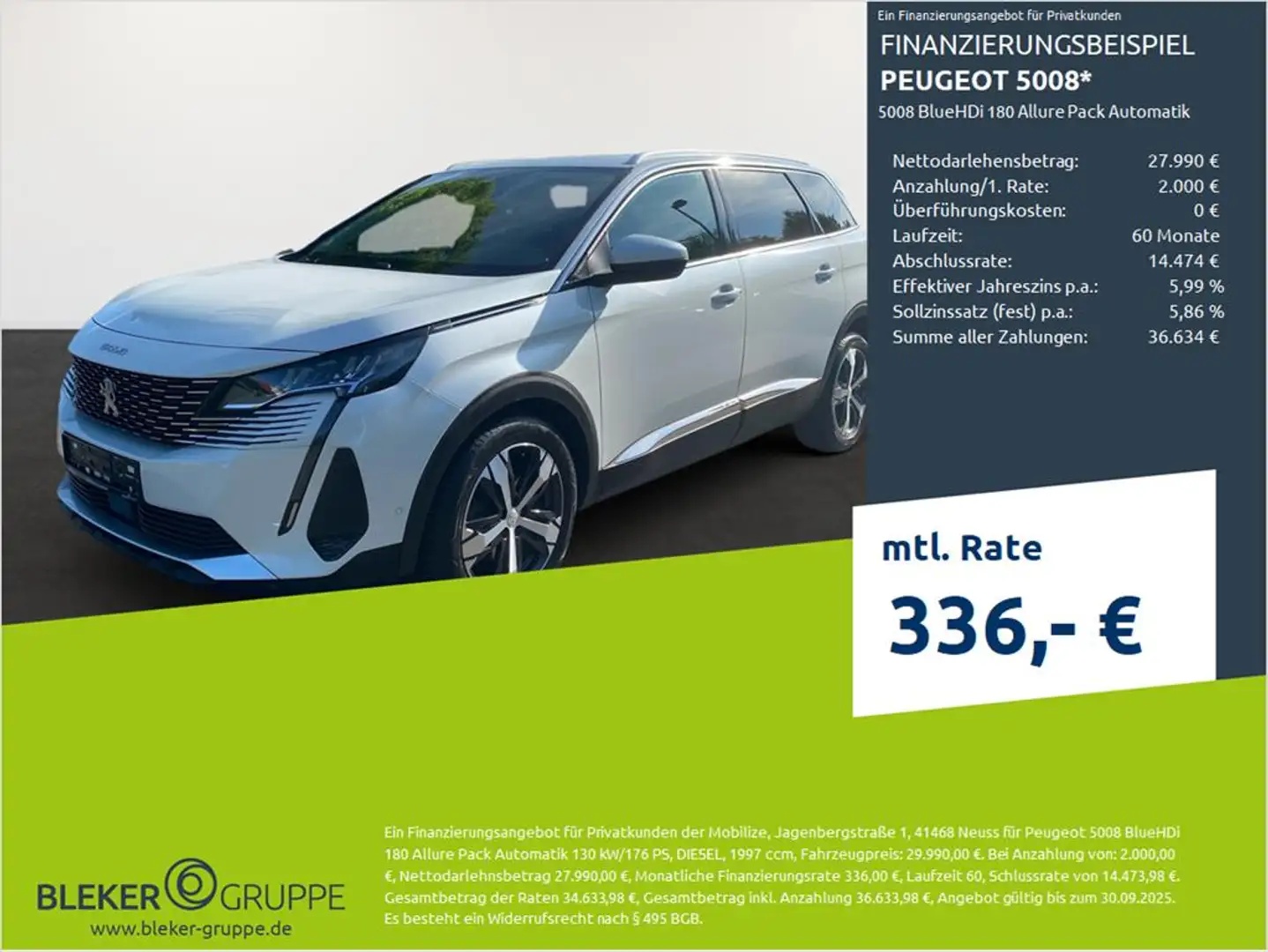 Peugeot 5008 BlueHDi 180 Allure Pack Automatik Weiß - 1