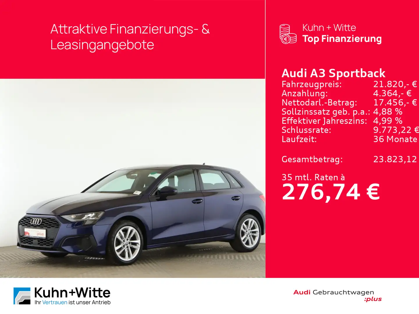 Audi A3 35 TDI *LED*PDC*SHZ*MMI-Plus* Blau - 1