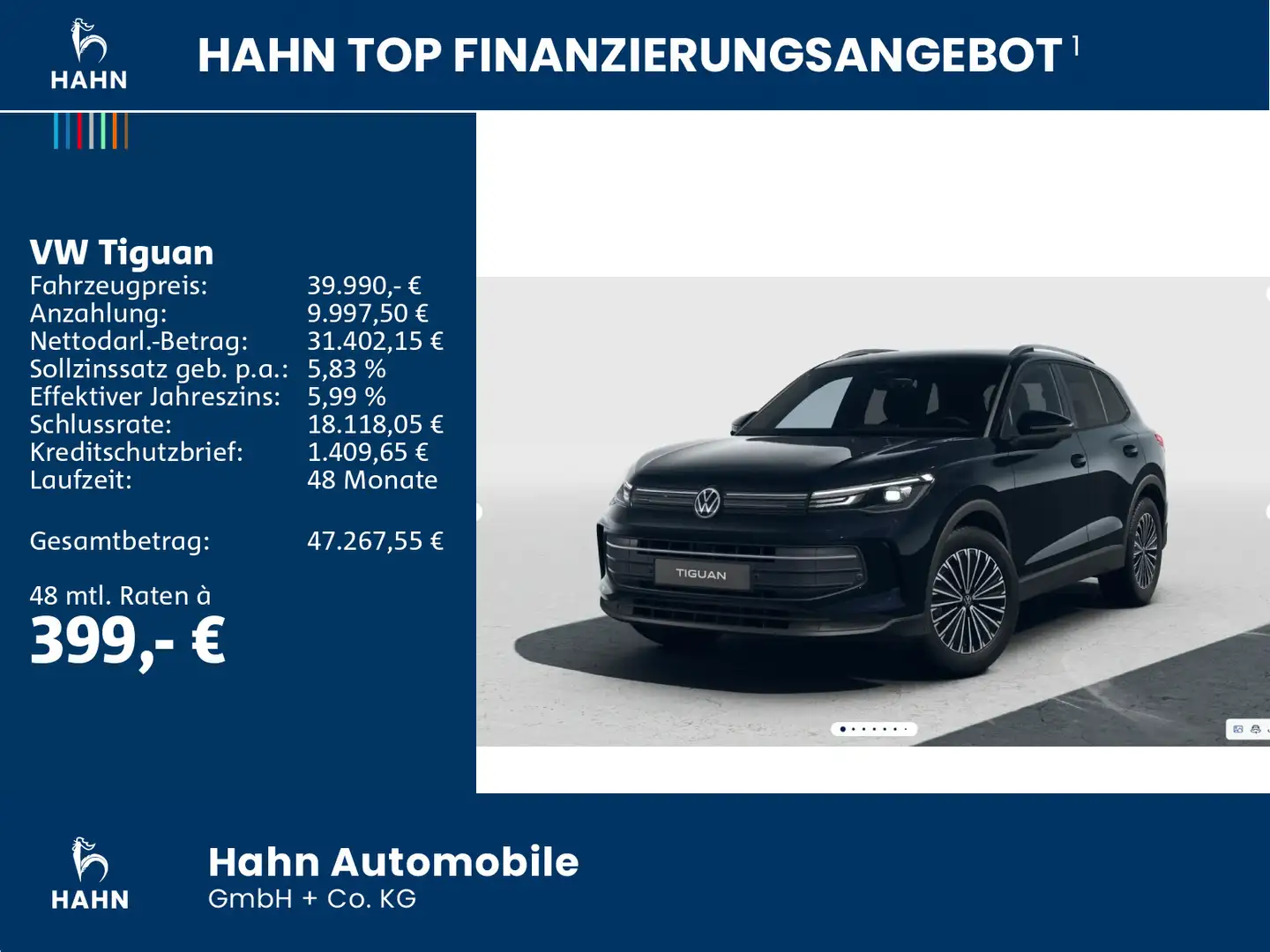 Volkswagen Tiguan GOAL 1,5eTSI DSG AHK NAV 360KAM EHECK ACC Schwarz - 2