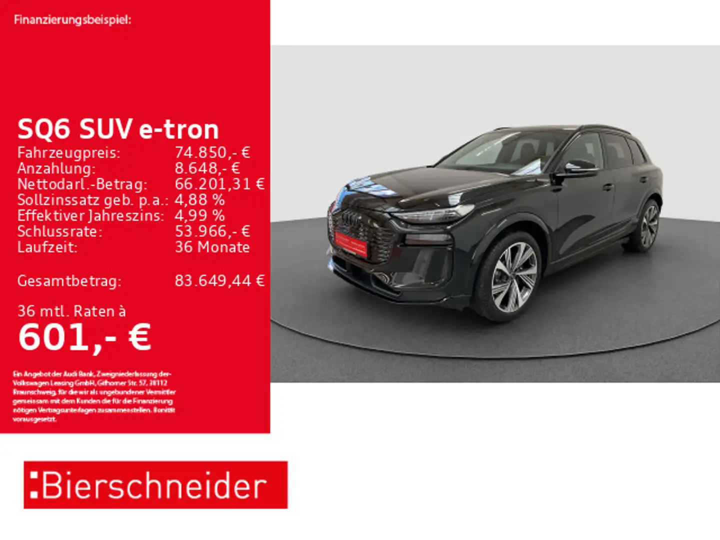 Audi SQ6 e-tron SQ6 e-tron PANO MATRIX AR-HuD B&O 360 Noir - 1