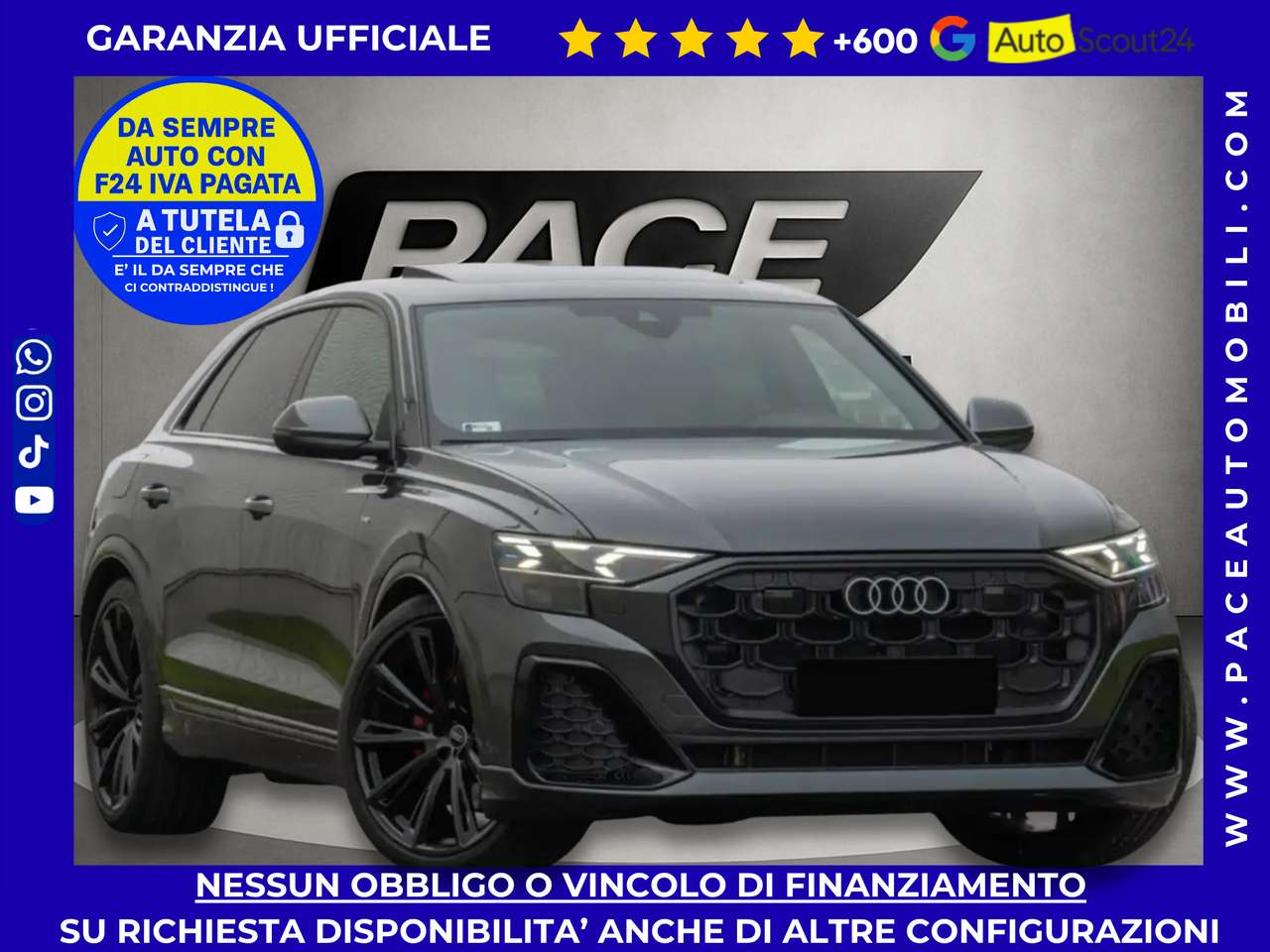 Audi Q8 50D S-LINE SLINE BLACK PACK TETTO 23" KAMERA PDC