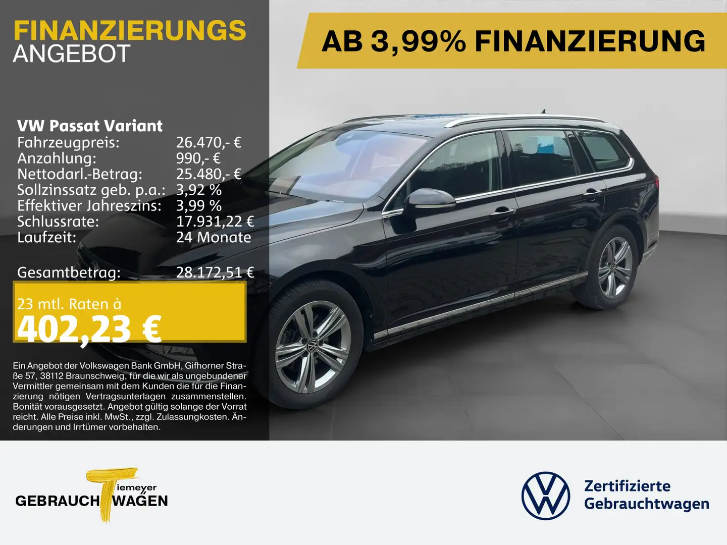 Volkswagen Passat Variant 2.0 TDI DSG ELEGANCE STANDHZ PANO Schwarz - 1