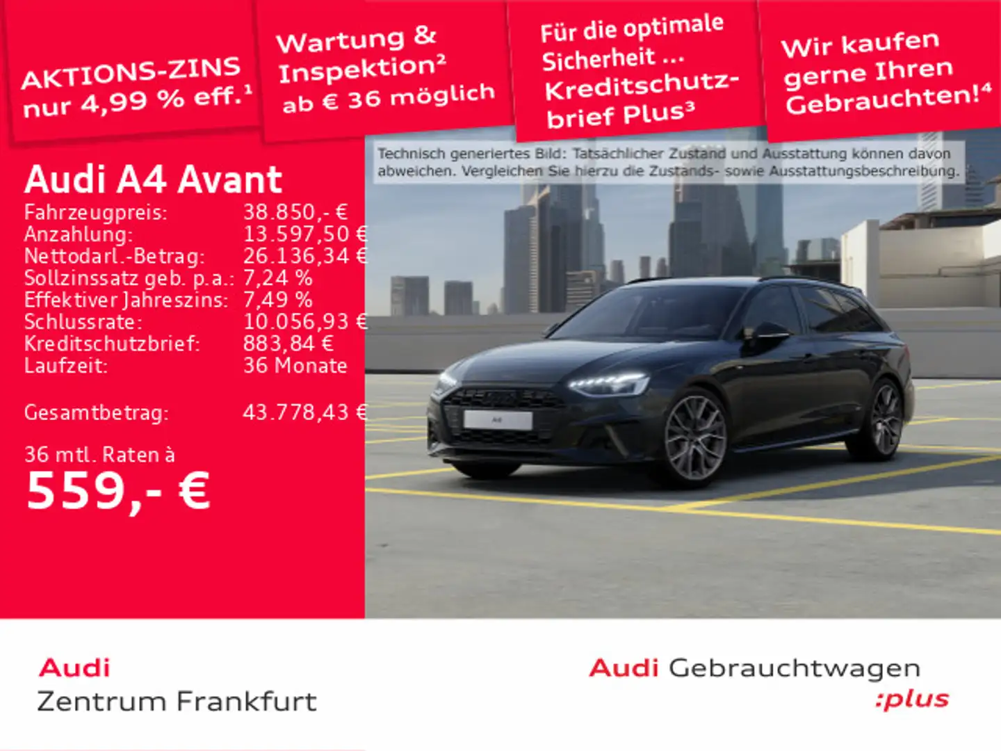 Audi A4 40 TFSI S tronic S line MatrixLED HuD M Schwarz - 1