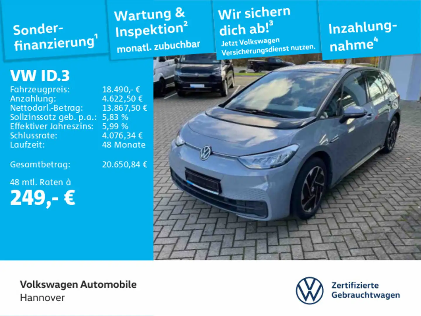 Volkswagen ID.3 Pure Performance City Navi LED ACC PDC SHZ Grau - 1