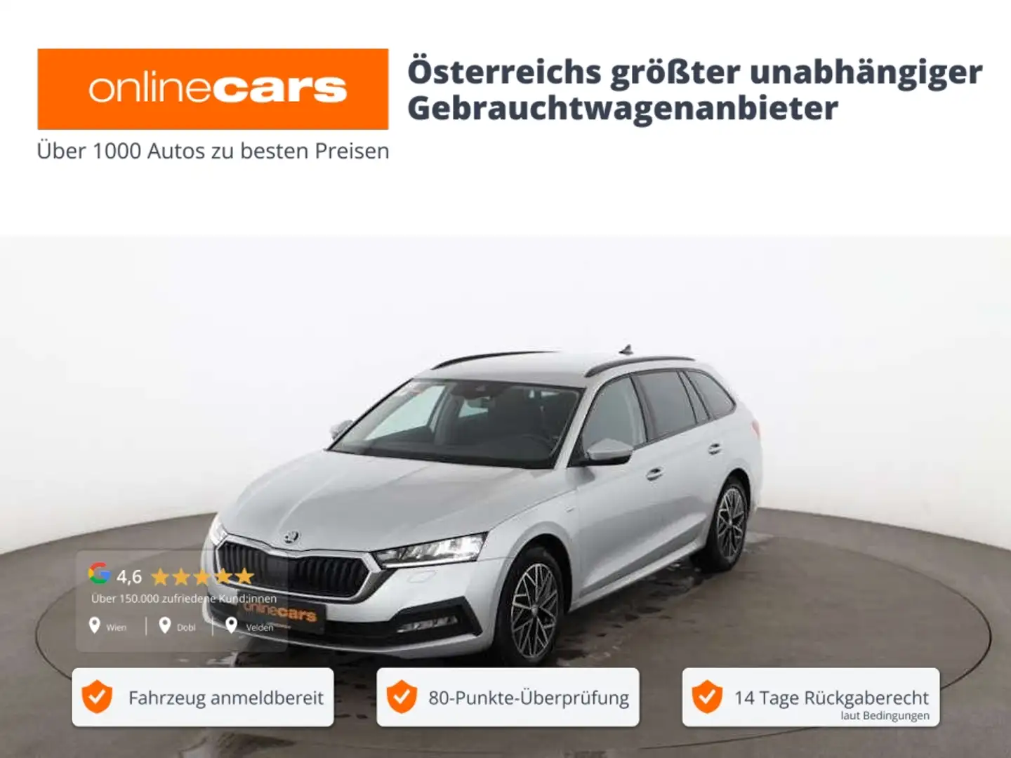 Skoda Octavia Combi 2.0 TDI Clever Aut LED AHK RADAR Silber - 1