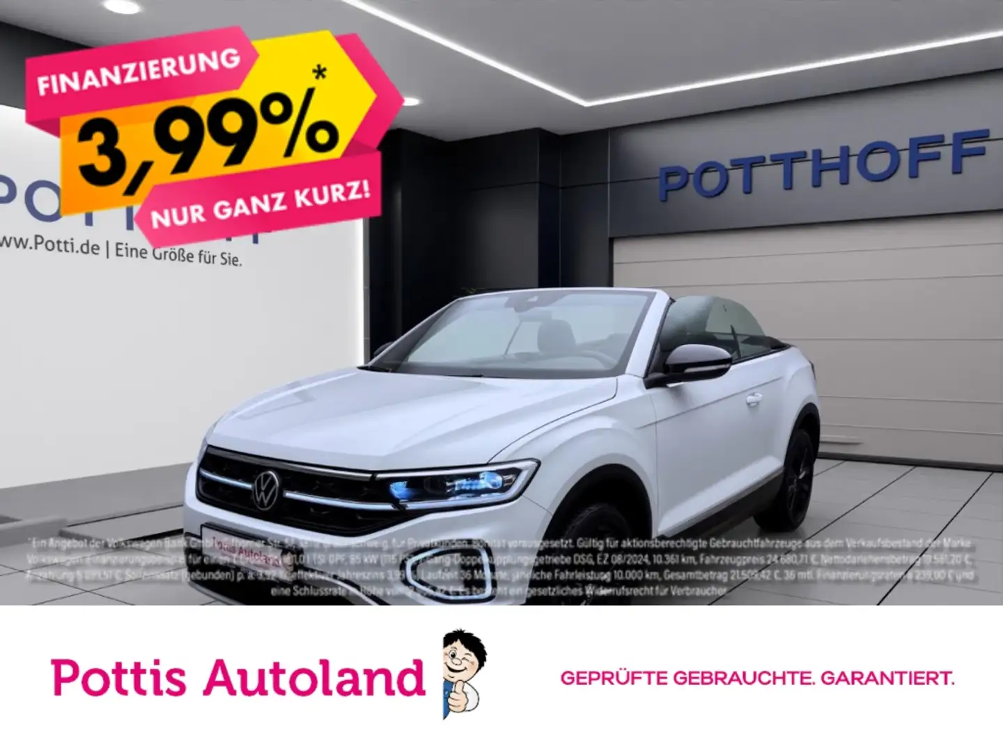 Volkswagen T-Roc Cabriolet 1.0 TSI STYLE NAVI KAMERA PDC SITZHZG Weiß - 1