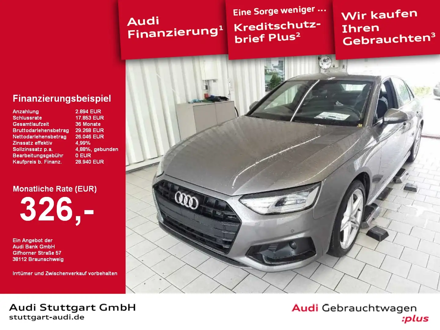 Audi A4 Limousine 40 TDI advanced LED virtCo Kamera Grau - 1
