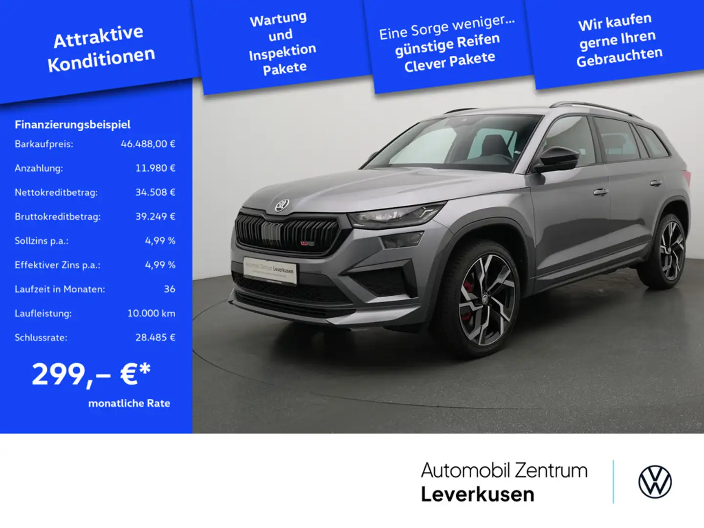 Skoda Kodiaq RS MATRIX NAVI AHK MEMORY ACC KAM LEDE Grau - 1