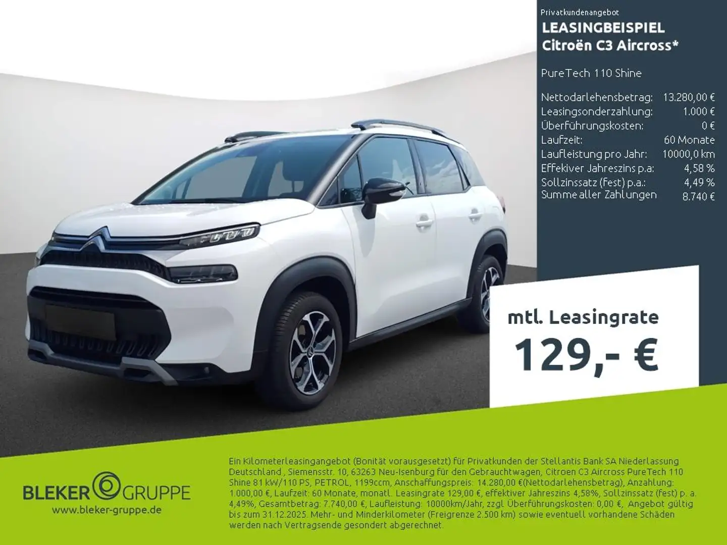 Citroen C3 Aircross PureTech 110 Shine Blanc - 1