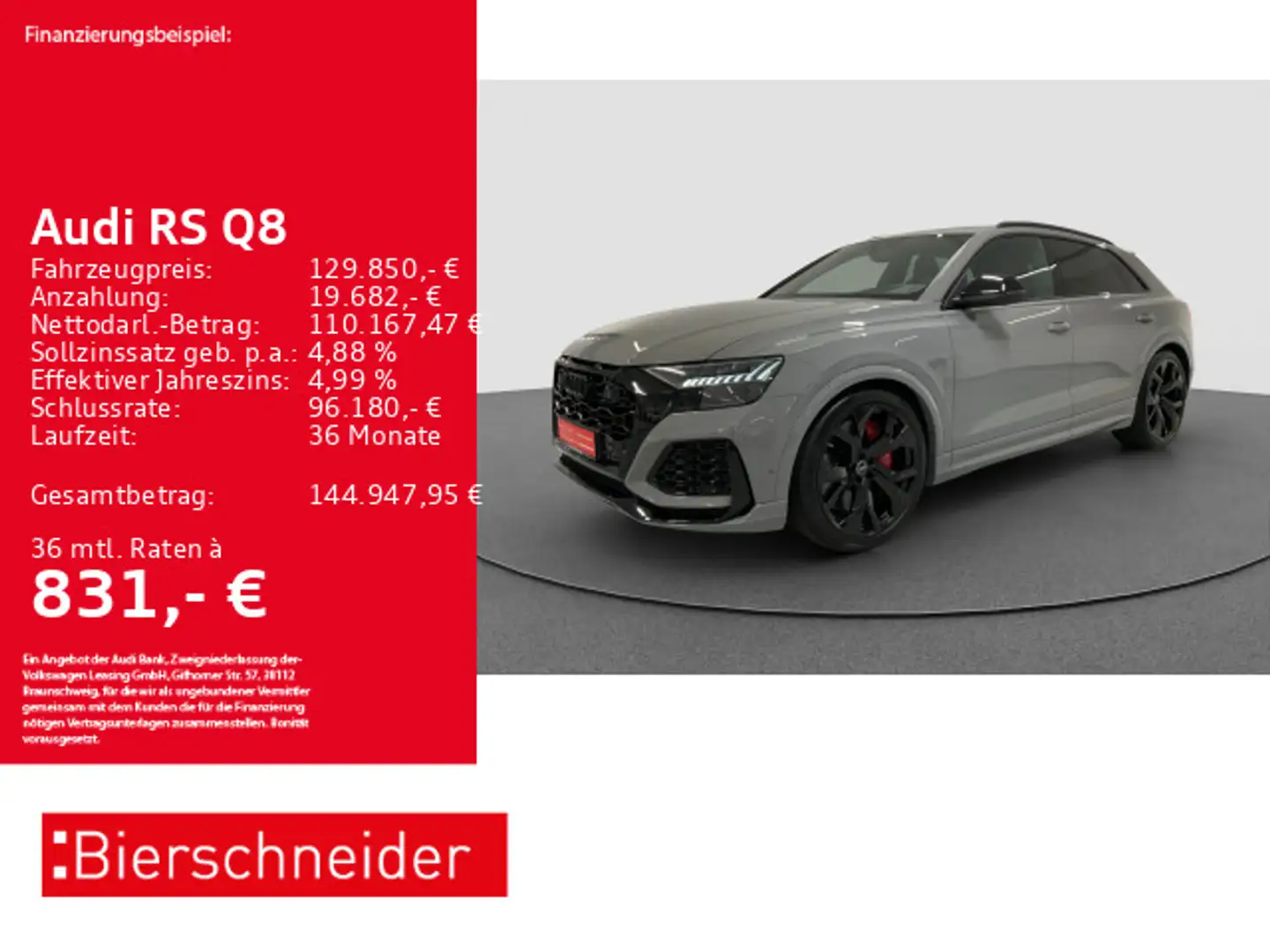 Audi RS Q8 KERAMIK AHK PANO STHZ MATRIX Gris - 1