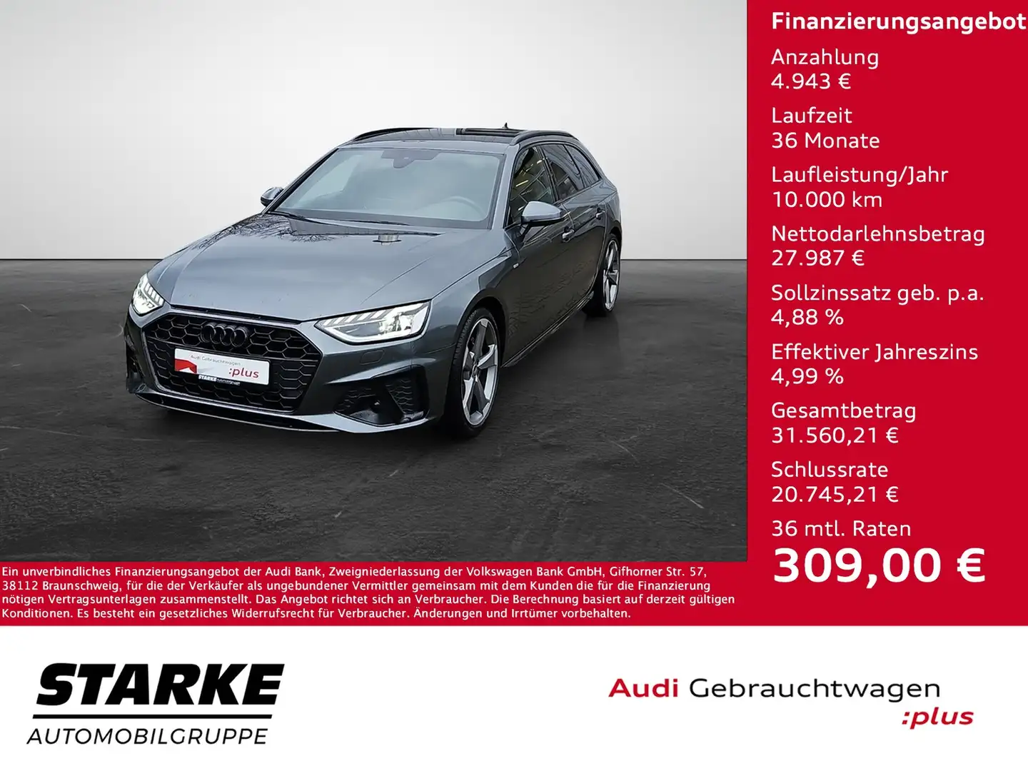 Audi A4 Avant 40 TFSI S tronic S line NaviPlus Matrix A... Grau - 1