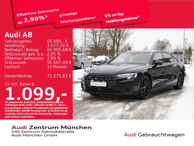 Audi A8 Lang 50 TDI qu. S line Pano/B&O/AHK/Massage
