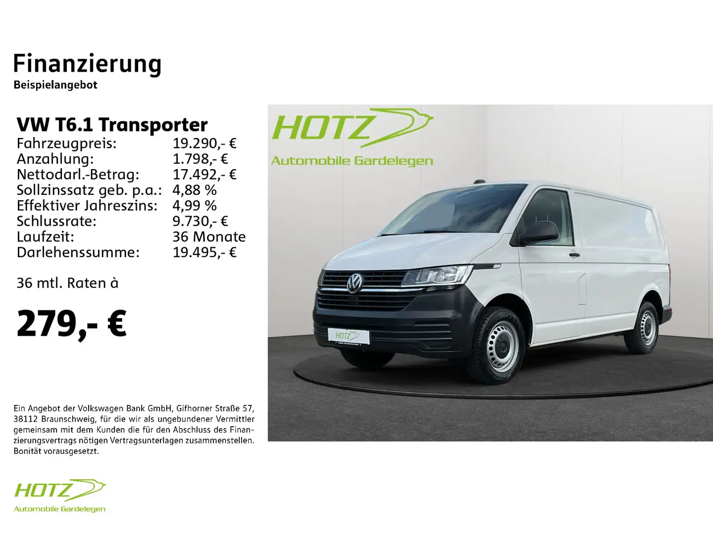 Volkswagen T6.1 Transporter Kasten 2.0 TDI AHK/App/Rückfahr Weiß - 2