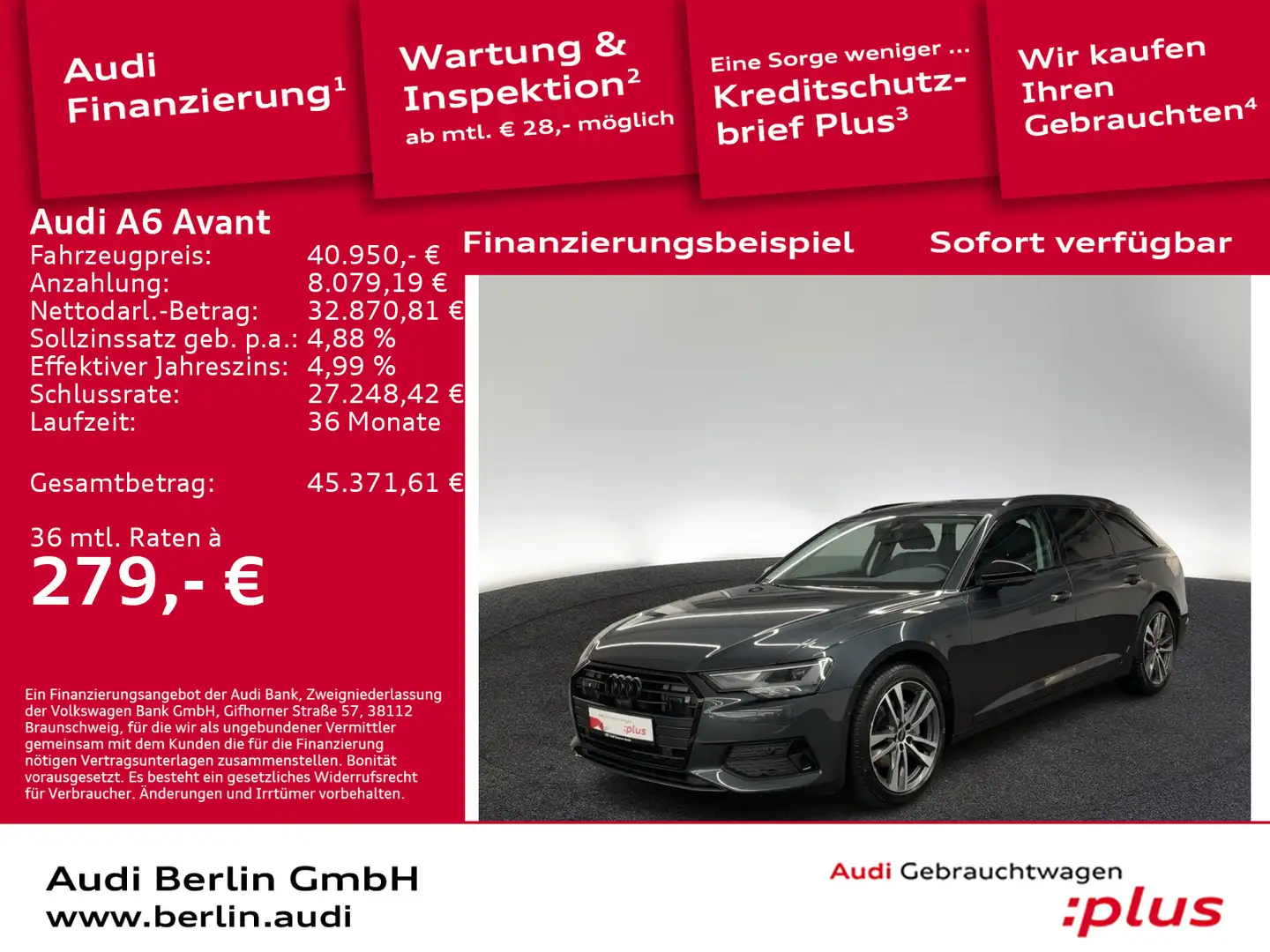 Audi A6 Sport 40 TDI S tr. AHK LED 360°K NAVI Grau - 1