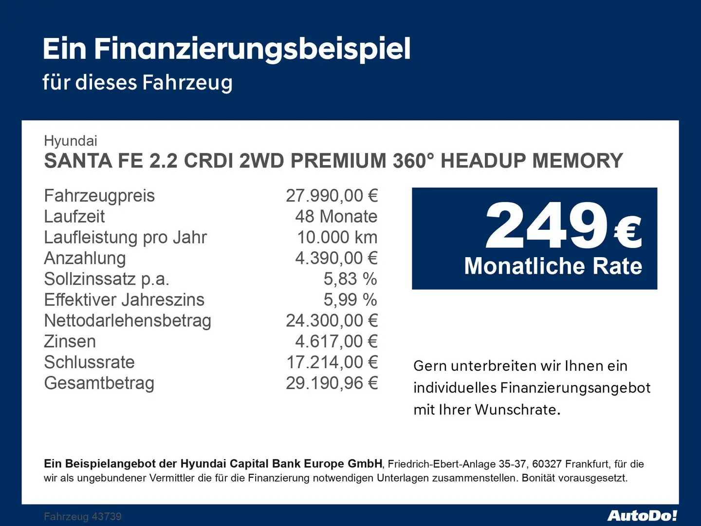 Hyundai SANTA FE 2.2 CRDI 2WD PREMIUM 360° HEADUP MEMORY Blau - 2