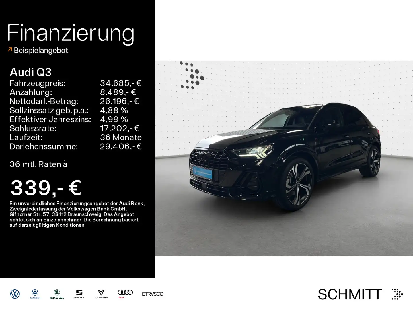 Audi Q3 S line 45 TFSI e LED+Navi+Kamera+VC Plus Noir - 1
