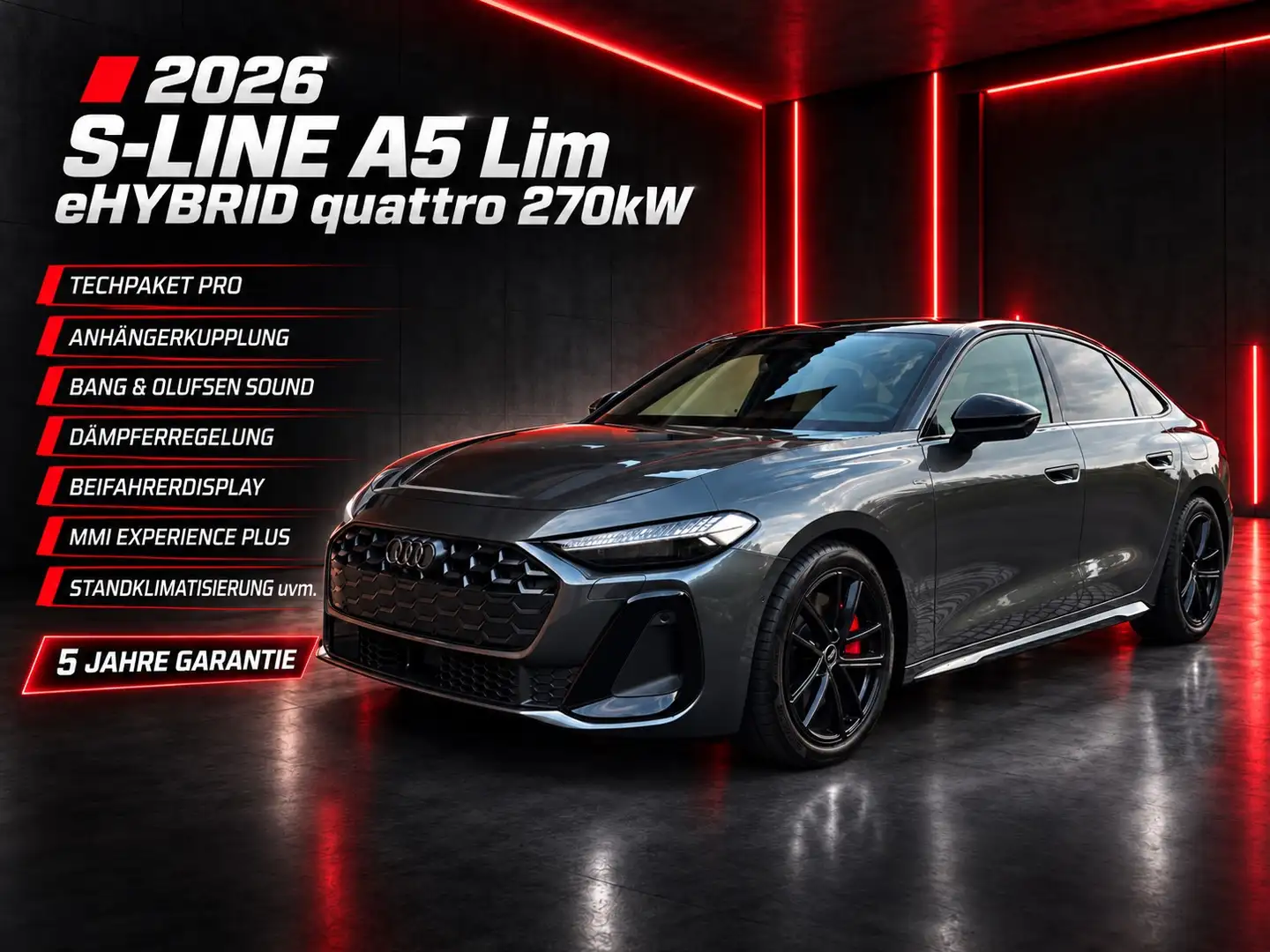 Audi A5 S-LINE e-hybrid quattro 270kW TECHPRO B&O DÄMPFERREGELUNG AHK ALCANTARA Grau - 2
