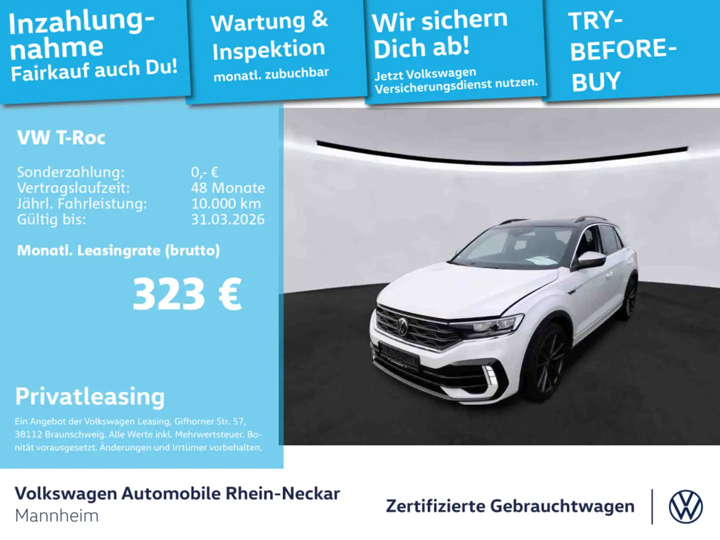 Volkswagen T-Roc 2.0 TSI R 4Motion Navi Pano Beats Kamera u Weiß - 1