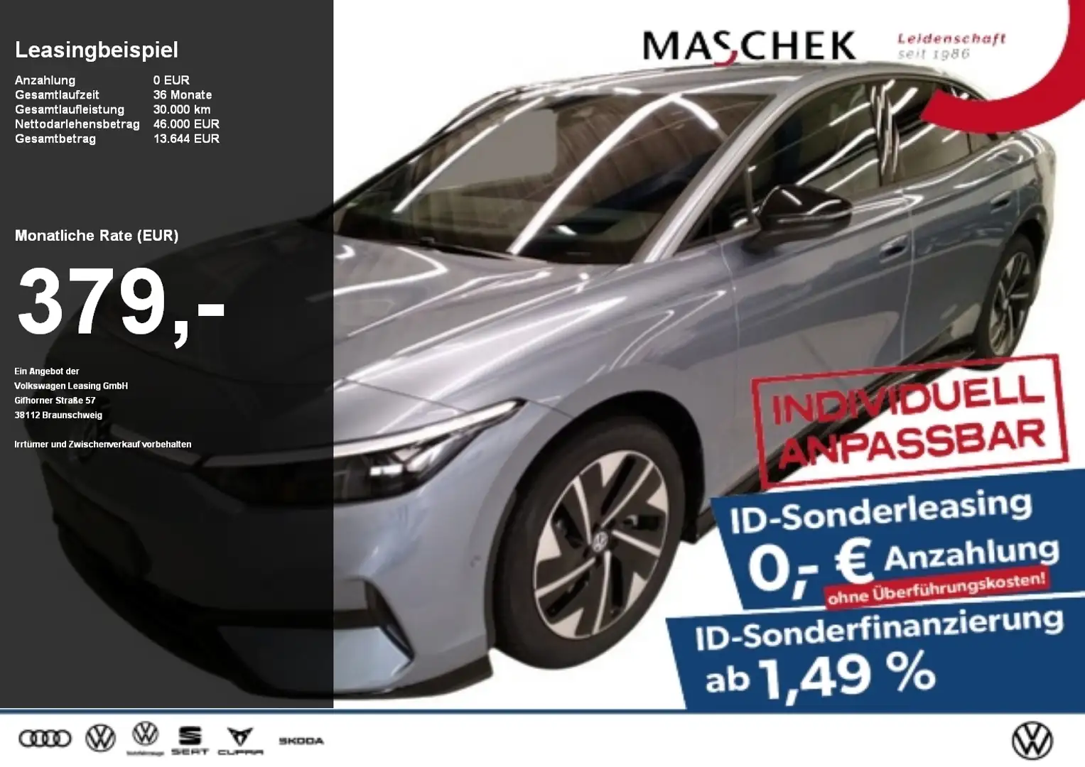 Volkswagen ID.7 Pro Sonderleasing! Navi AHK Sitzh. GRA AHK Bleu - 1