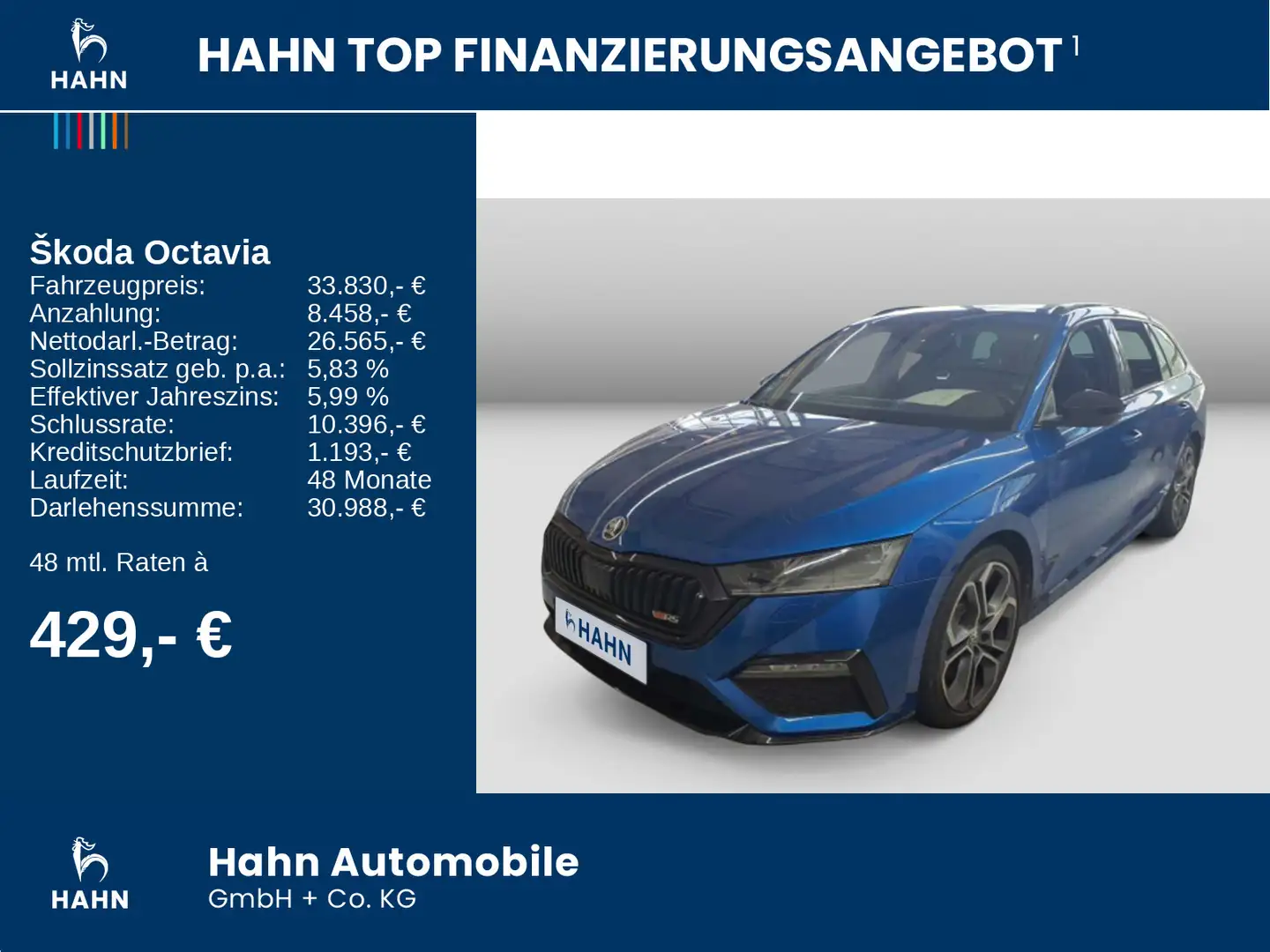 Skoda Octavia Combi RS 2.0TSI DSG Pano AHK Navi ACC Ca Blau - 2