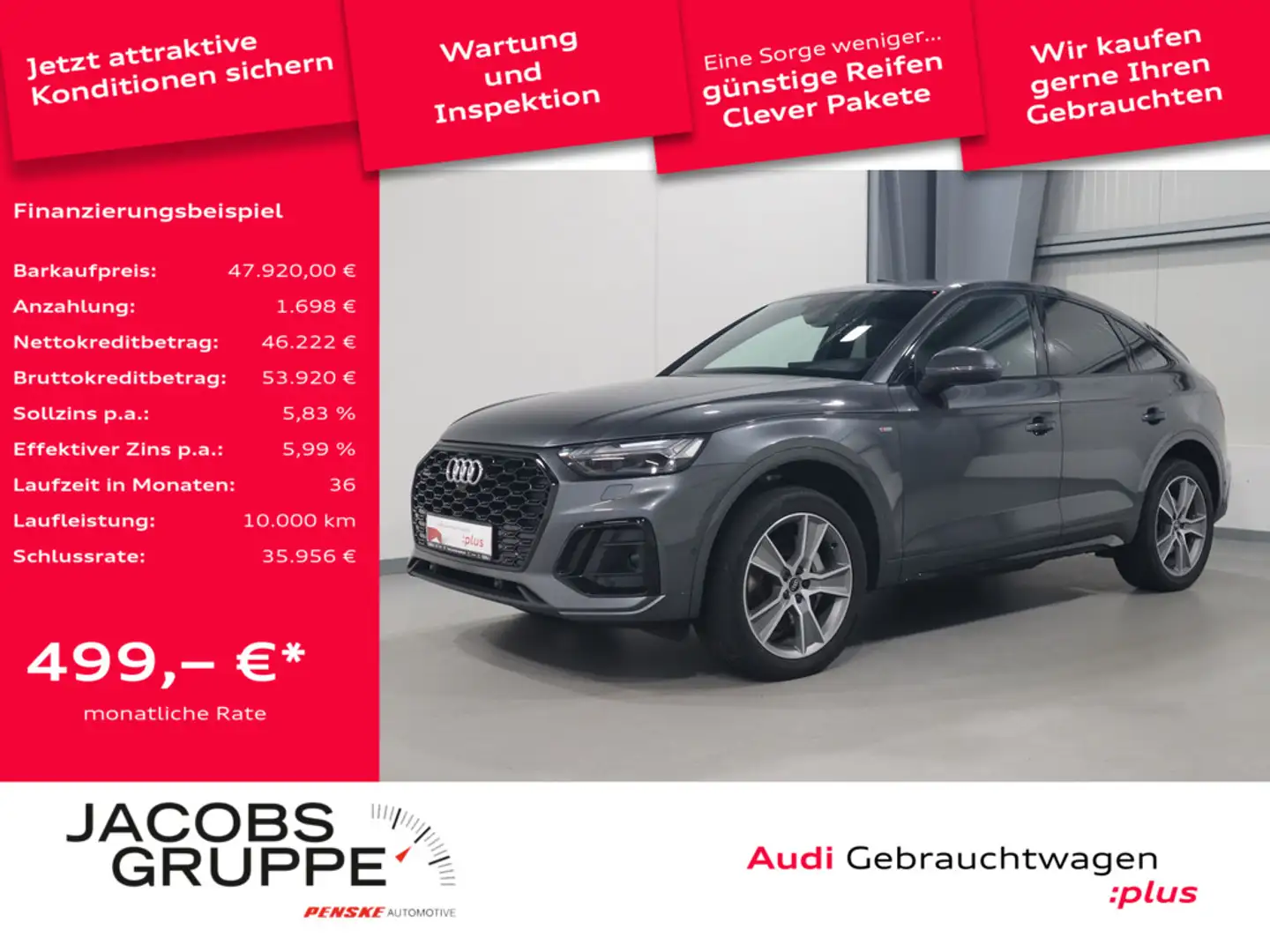 Audi Q5 Sportback 50 TDI quattro S line B&O*Matrx-LED*AreaView * Grau - 1