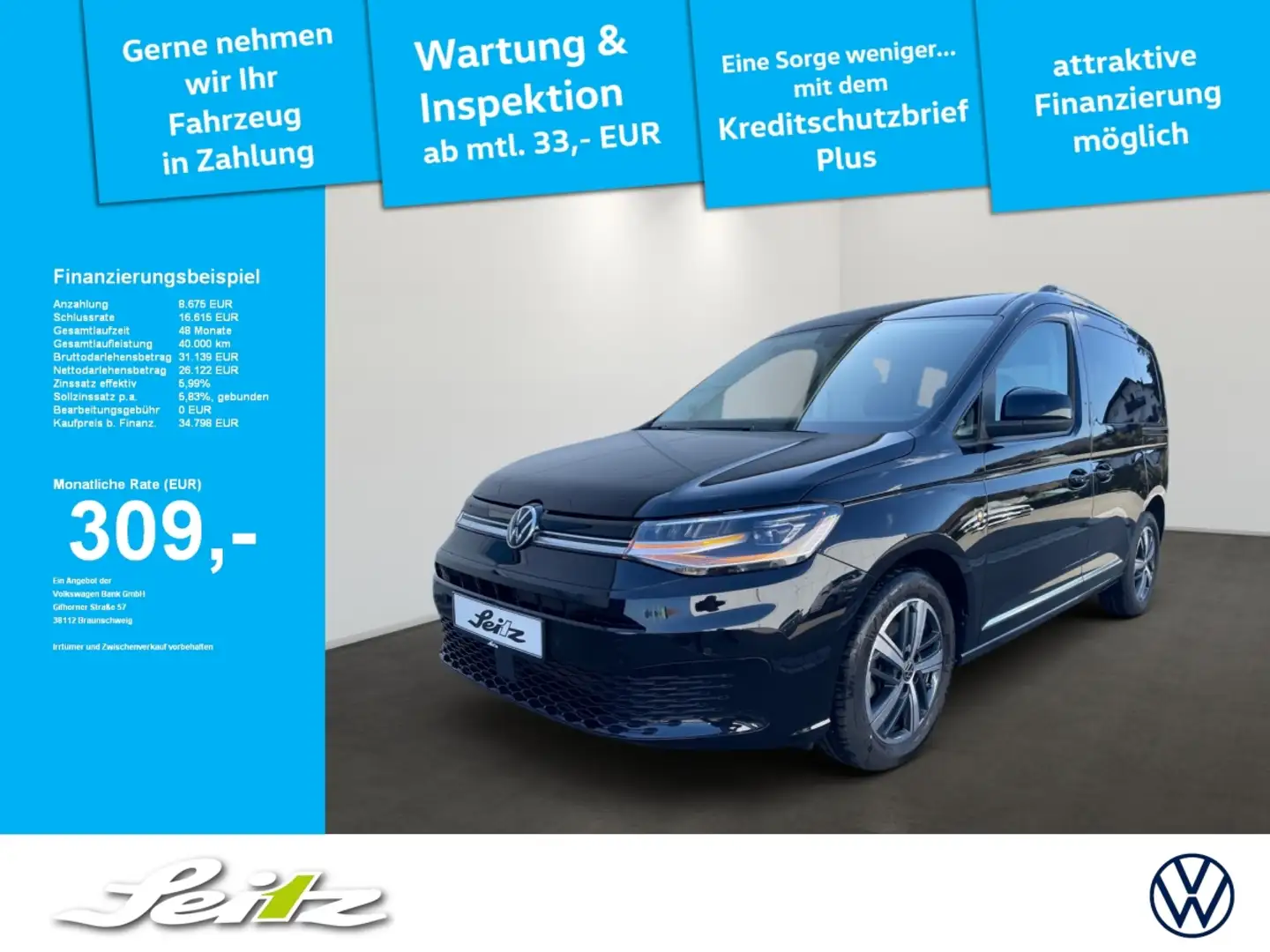 Volkswagen Caddy 2.0 TDI KR Style *AHK*LED*KAMERA*STANDH* Noir - 1