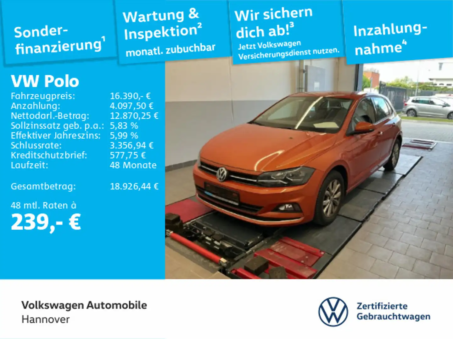 Volkswagen Polo 1.0 TSI DSG Highline PDC ACC Klima Orange - 1