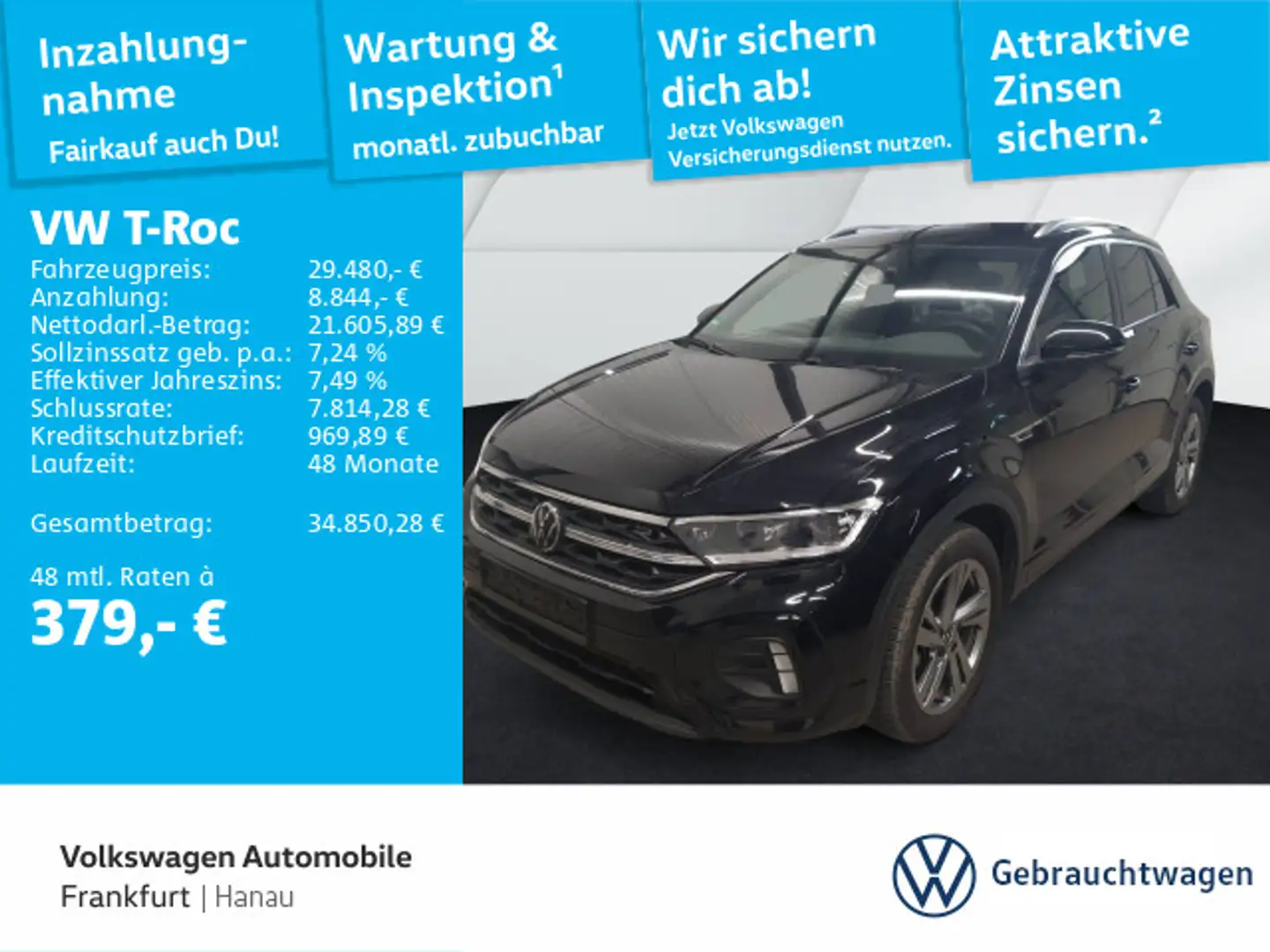 Volkswagen T-Roc 1.5 TSI DSG R-Line Navi Sprachbedienung Sp Schwarz - 1