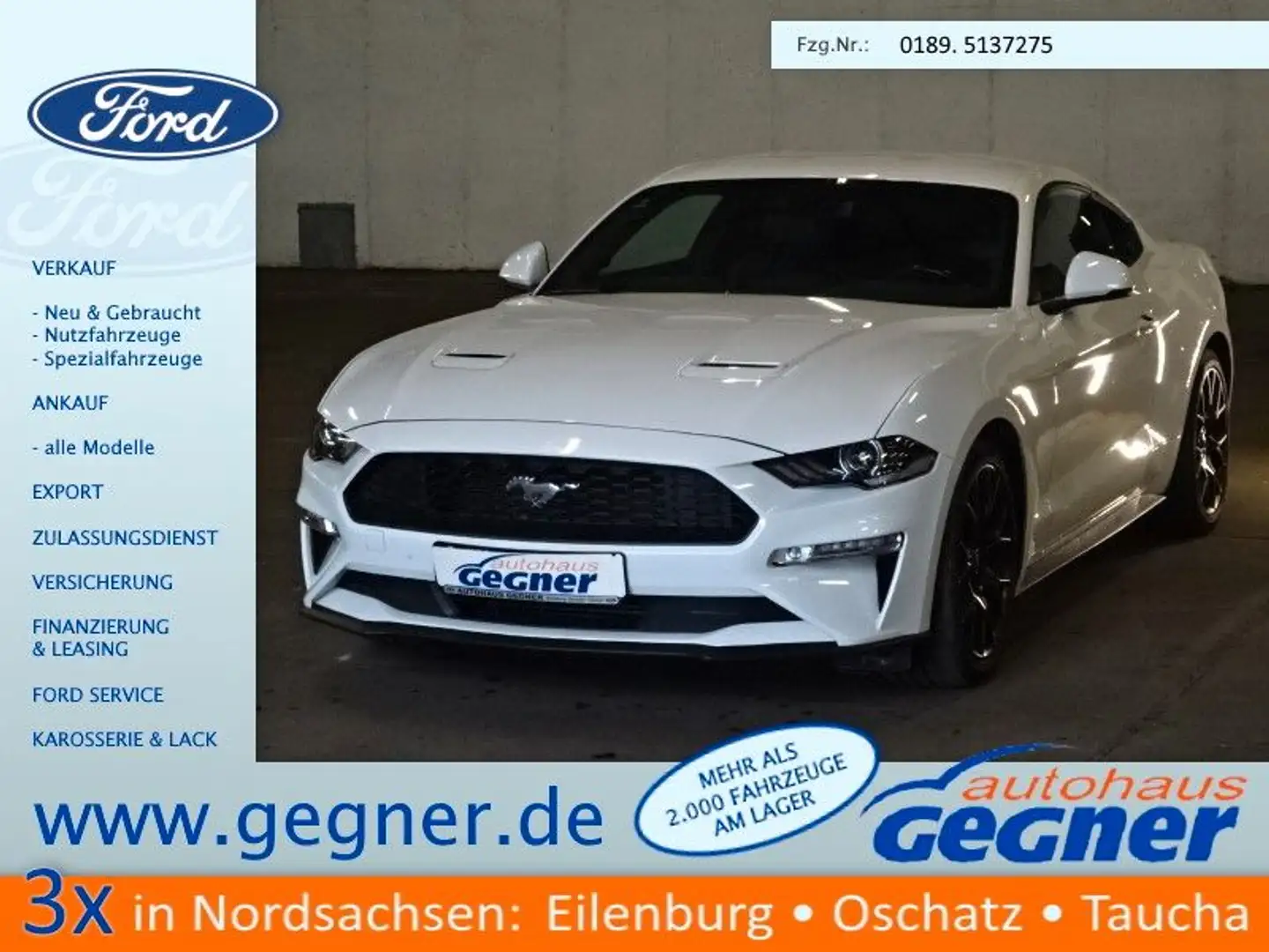 Ford Mustang Fastback 2.3 Eco Boost Aut. B&O-Sound Bianco - 1