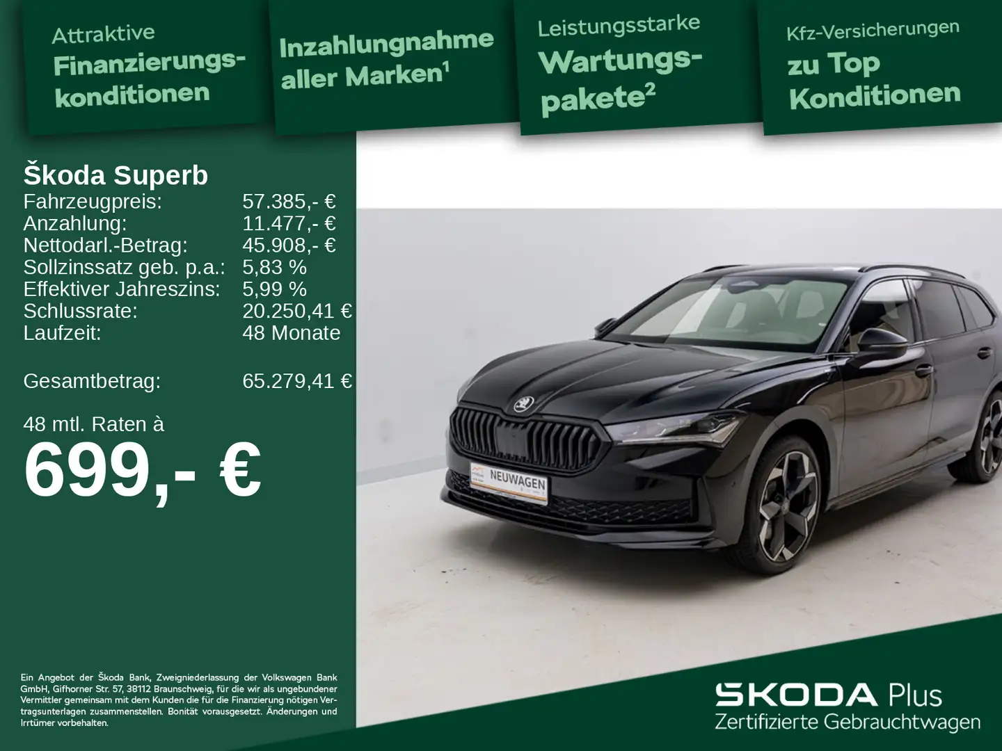 Skoda Superb 2.0 TDI Sportline*AHK*PDC*360°*HUD*MATRIX Schwarz - 1