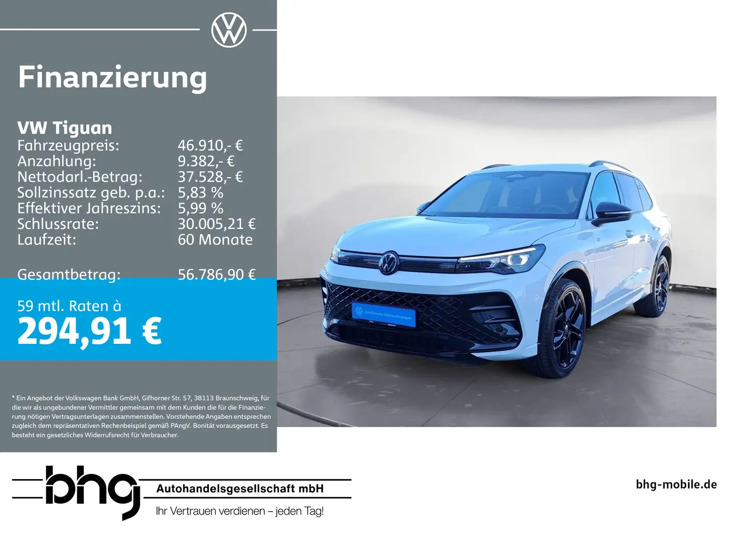 Volkswagen Tiguan 2.0 TDI DSG 4Motion R-Line AHK Pano Leder Weiß - 1