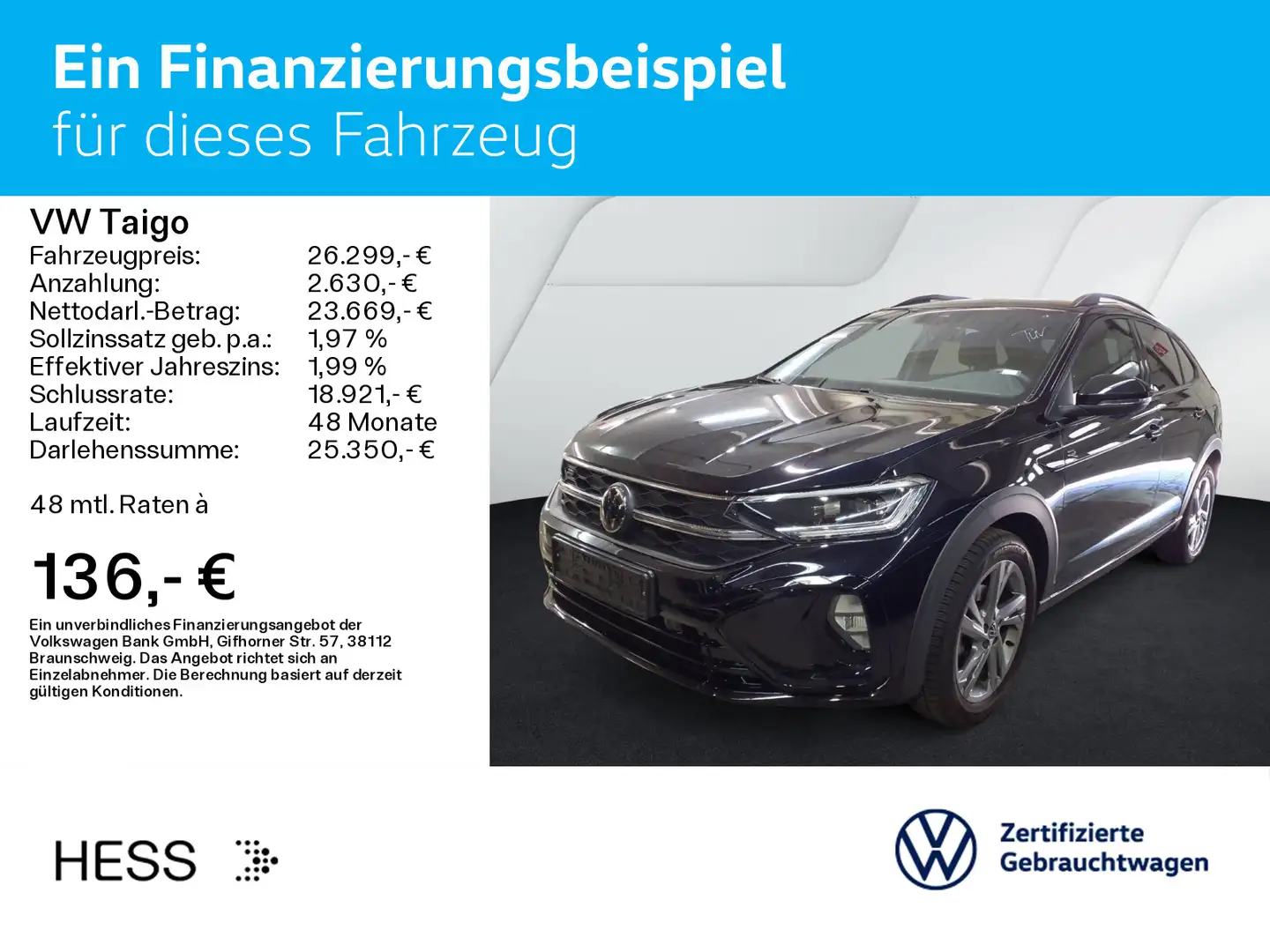 Volkswagen Taigo 1.5 TSI DSG R-LINE*IQ.LIGHT*KAMERA*NAVI*KL Schwarz - 2