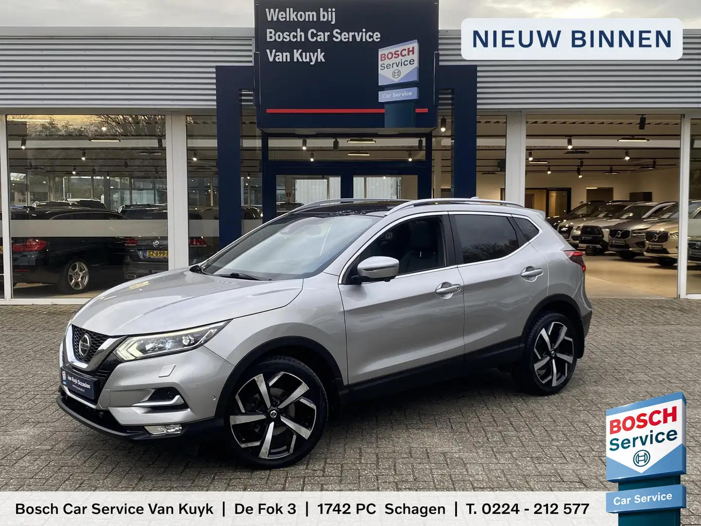 Nissan Qashqai 1.3 DIG-T Tekna + / Automaat / Vol-Leder / Panodak Grijs - 1
