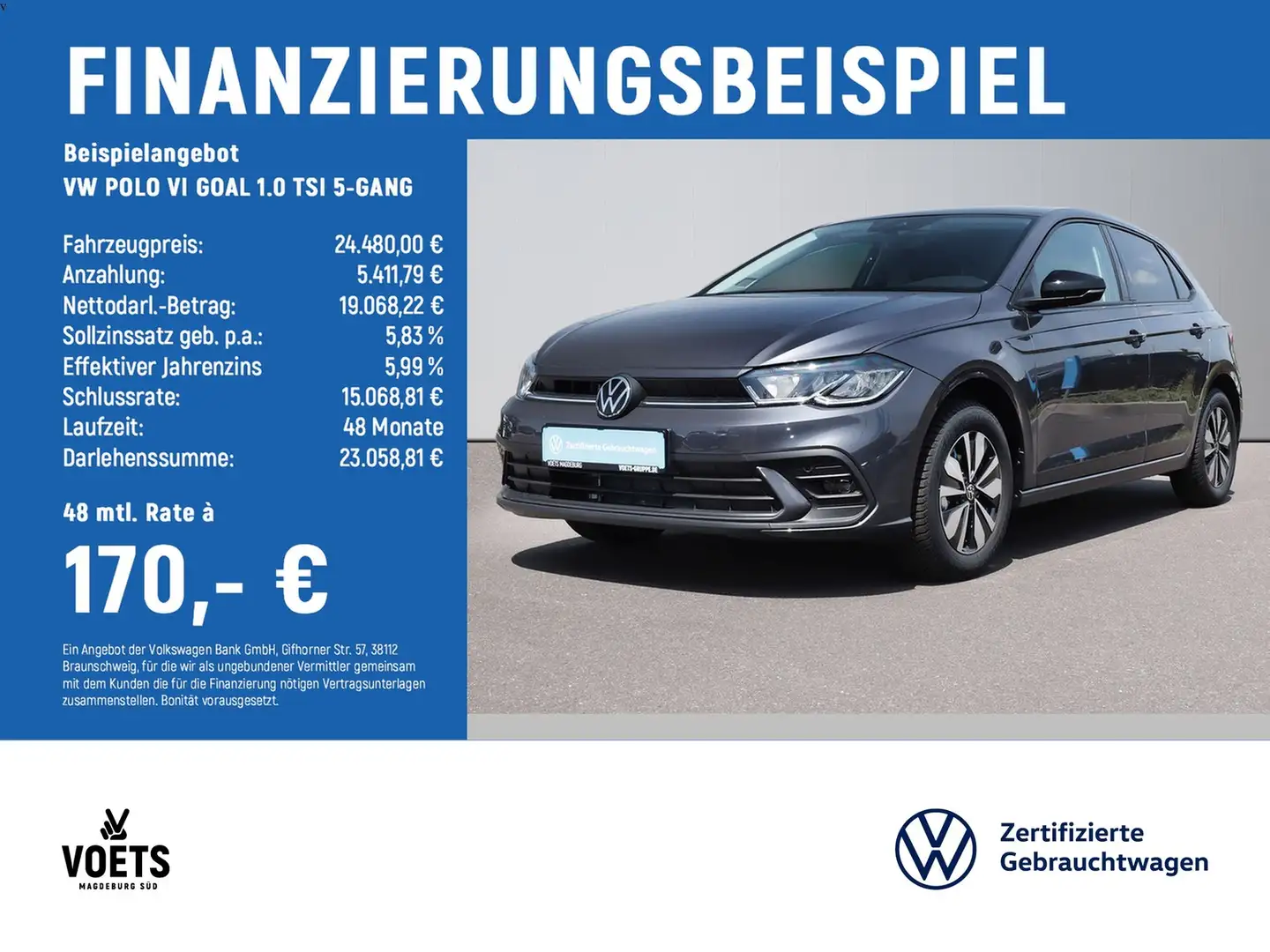 Volkswagen Polo VI GOAL 1.0 TSI 5-GANG LED+NAVI+ACC+KAMERA Grau - 2