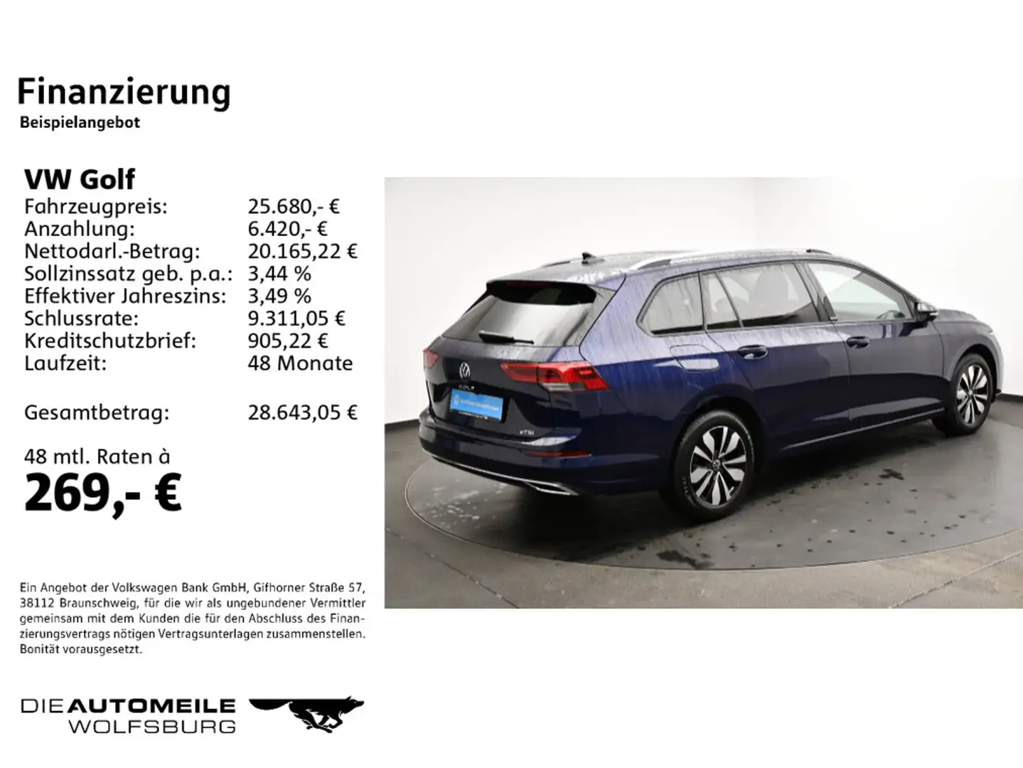 Volkswagen Golf 8 VIII 1.0 eTSI DSG MOVE AHK/Rückkam/LED/Mu Blau - 2