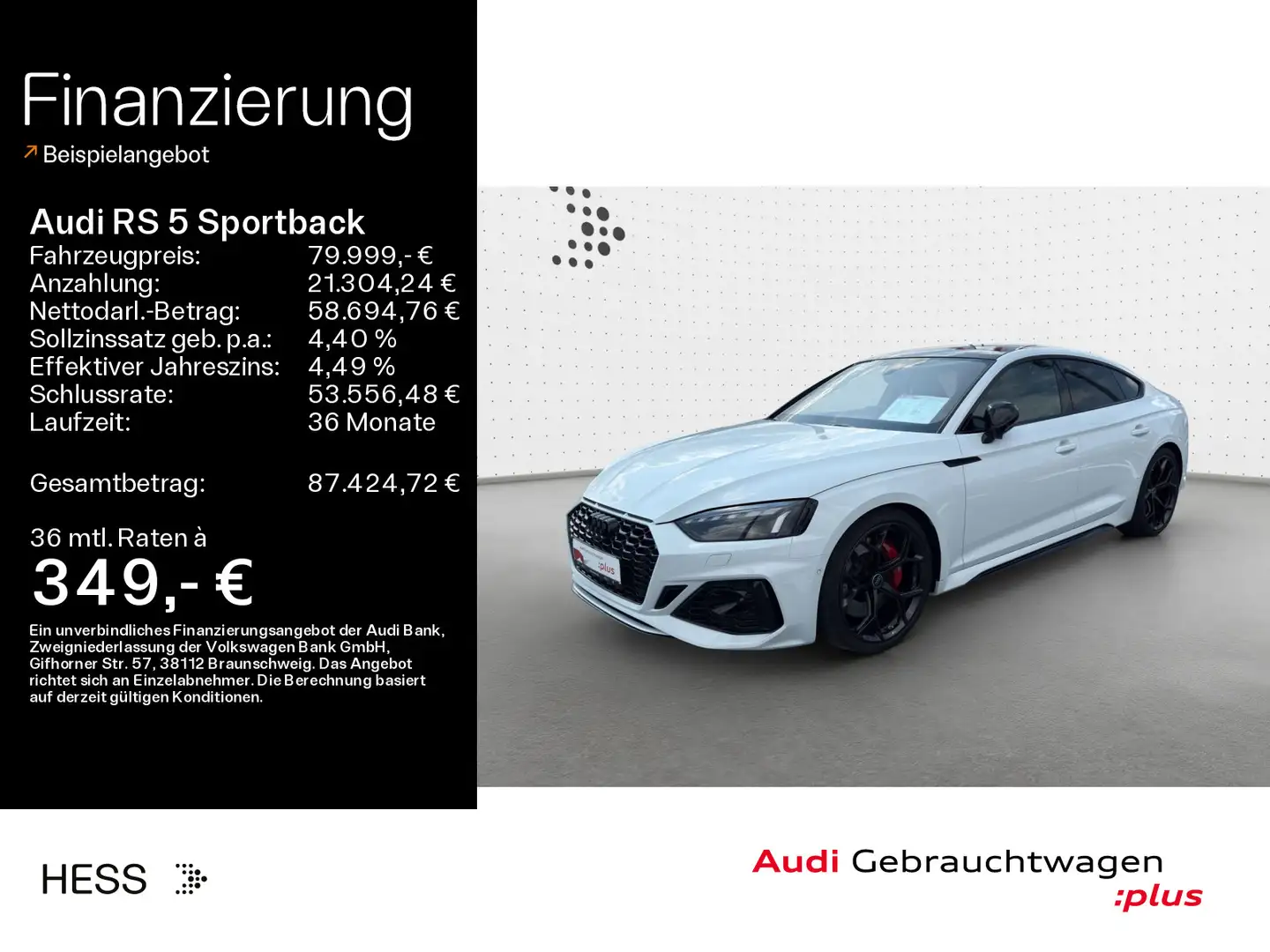 Audi RS5 *NAVI-PLUS*HUD*B&O*LASER*290KM/H*O Blanc - 1