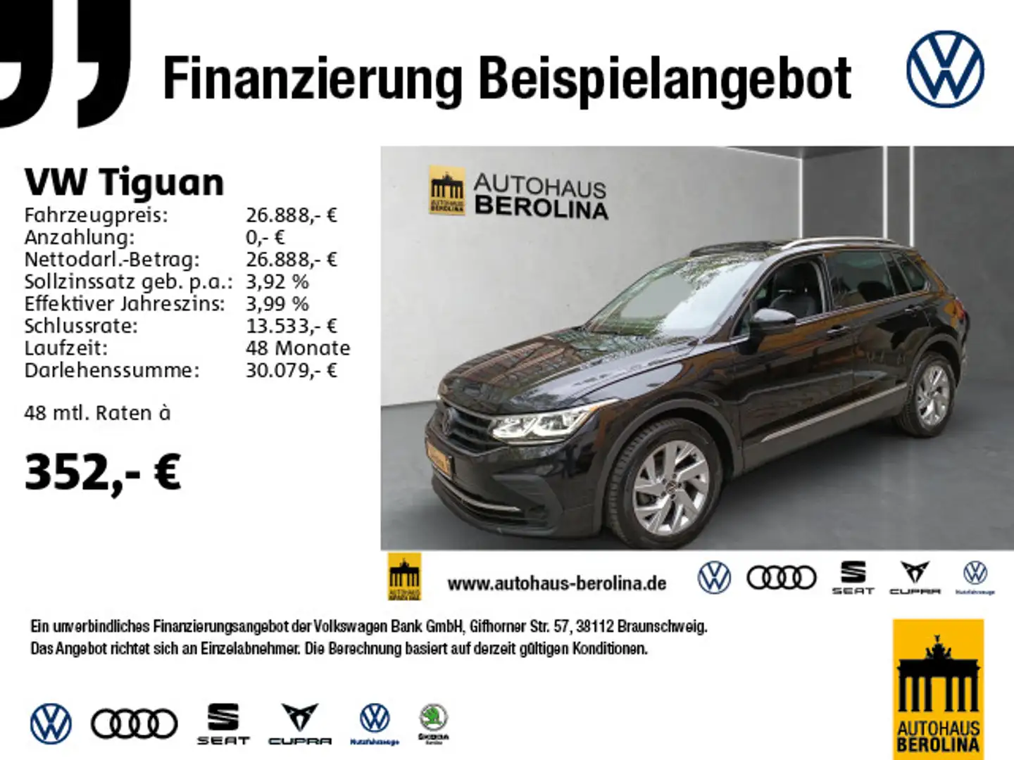 Volkswagen Tiguan 2.0 TDI Active *PANO*MATRIX*ACC*NAV*SHZ* Noir - 1