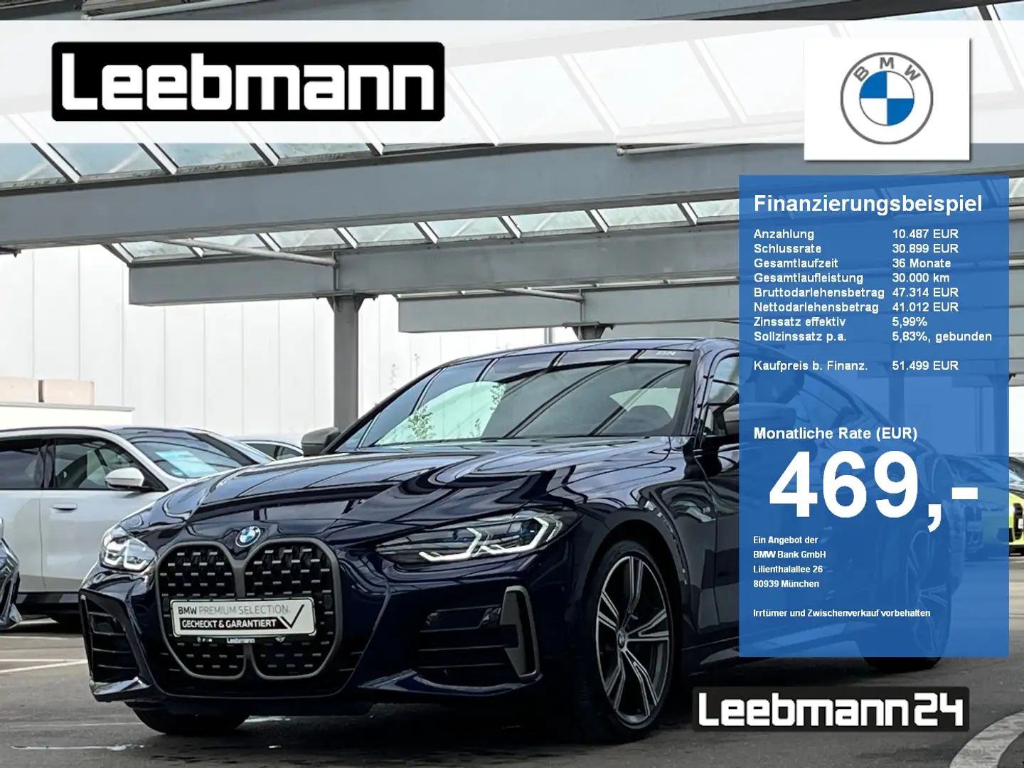 BMW 440 Mi xDrive Coupé LASER/DA-PROF 2.J.GARANTIE Bleu - 1