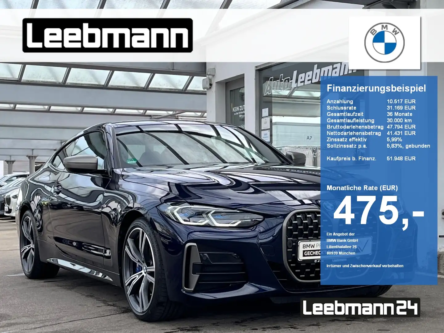 BMW 440 Mi xDrive Coupé LASER/DA-PROF 2.J.GARANTIE Blau - 1