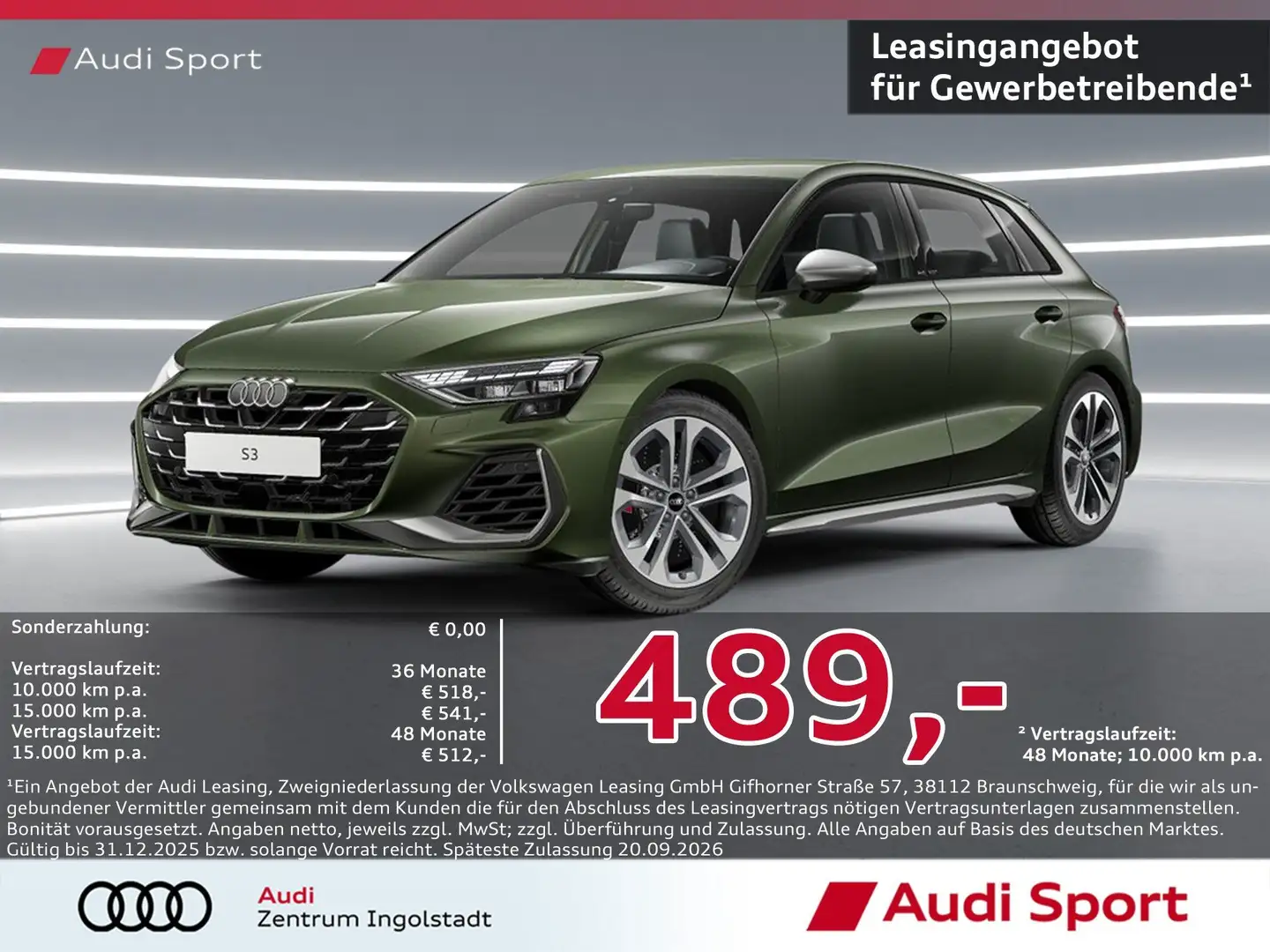Audi S3 Sportback TFSI qua LED,SHZ UPE 59.170,- Grün - 1