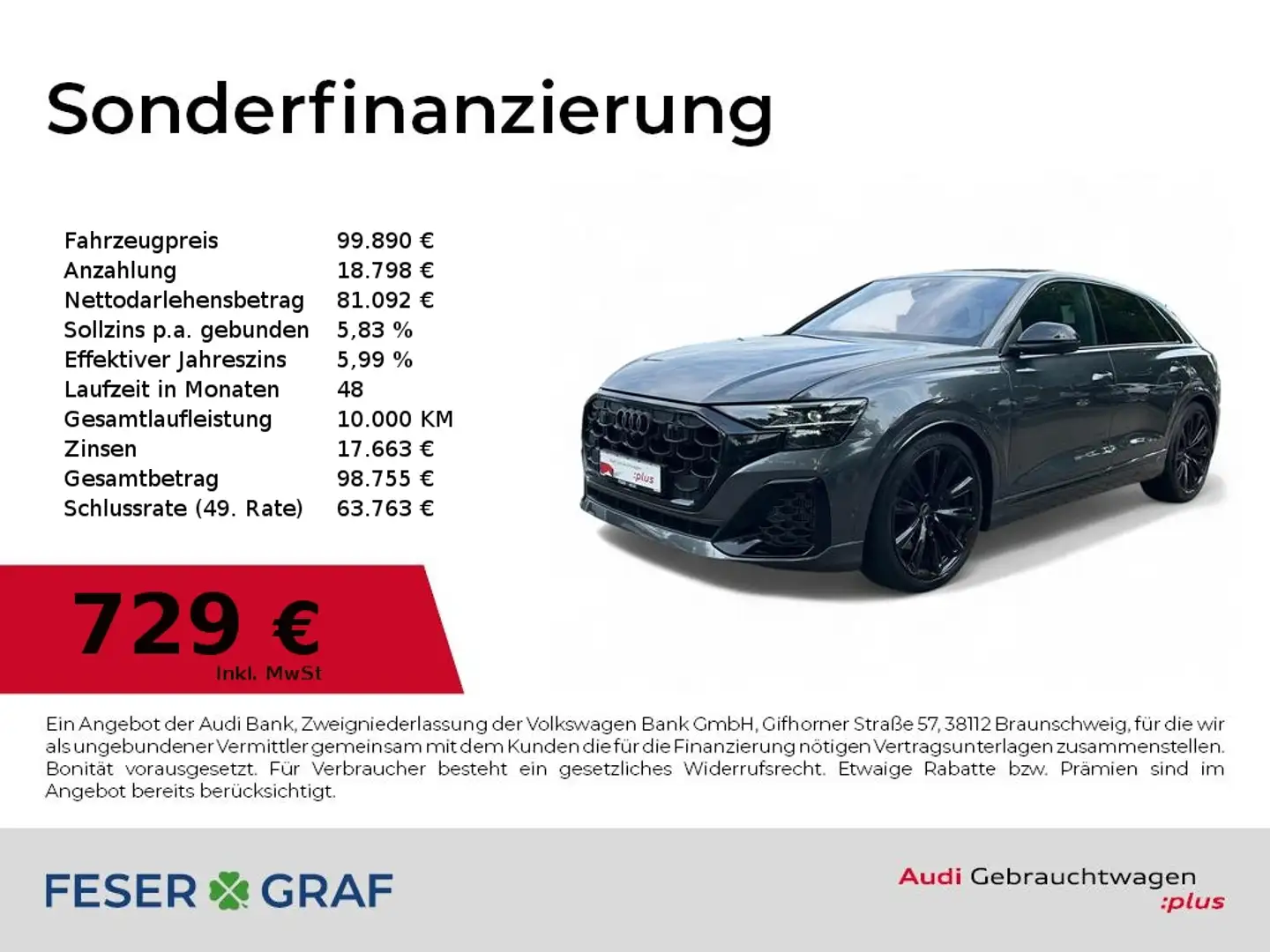 Audi SQ8 4.0 TFSI quattro B&O/Pano/HUD/AHK/Standhzg./ACC Gris - 1