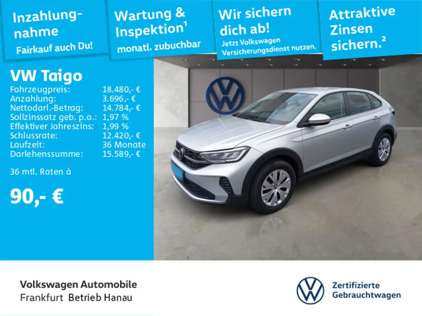 Volkswagen Taigo 1.0 TSI FrontAssist LED DAB+ Argent - 1